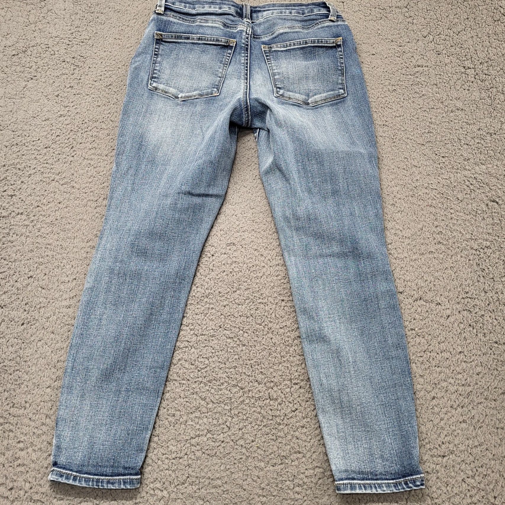 Vintage Maurices Womens Small XShort Skinny Denim Jeans Bold Stitching Whiskered 5-Pocket Blue Denim Jeans Regular Fit Womens Size 28" / US 6 / IT 42 - 3 Thumbnail