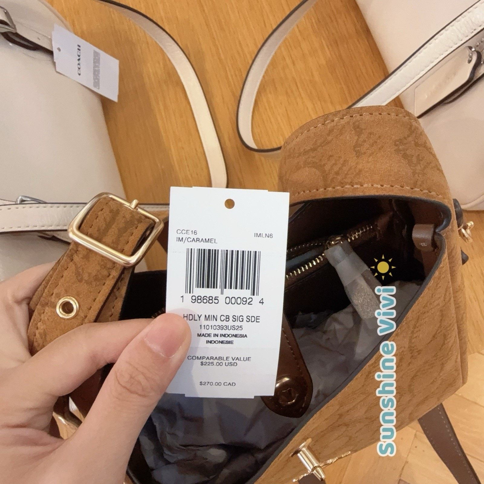 Coach NWT Coach Hadley Mini Crossbody Bag CCE16, suede/Im/Caramel Size ONE SIZE - 5 Thumbnail