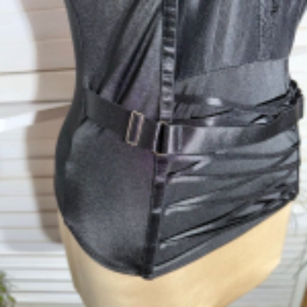 Vintage Buckle Corset Mesh Top Gothic Style Body-Hugging Black L Size L / US 10 / IT 46 - 11 Thumbnail