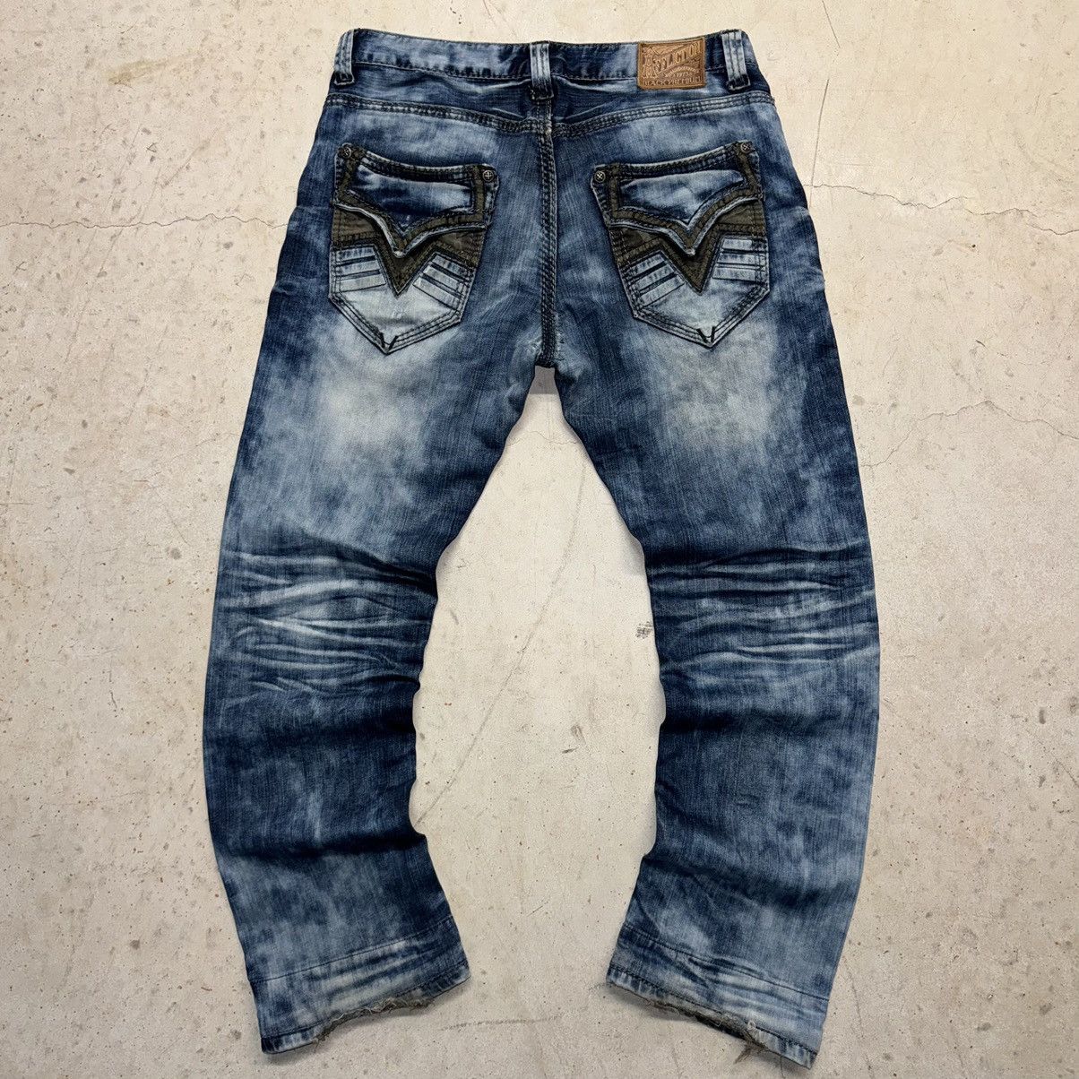 Affliction Crazy Y2K Affliction Cross Baggy Jeans Grunge Dark Denim ...