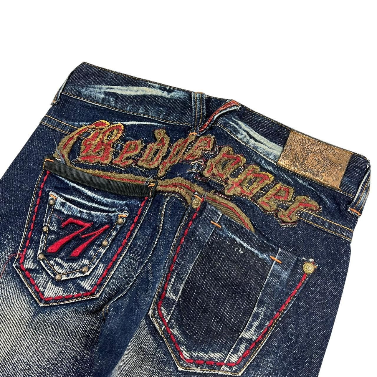 Japanese Brand Vintage Women’s Red Pepper Embroidered Flared Jeans Waist 27 Size 27" / US 4 / IT 40 - 3 Thumbnail