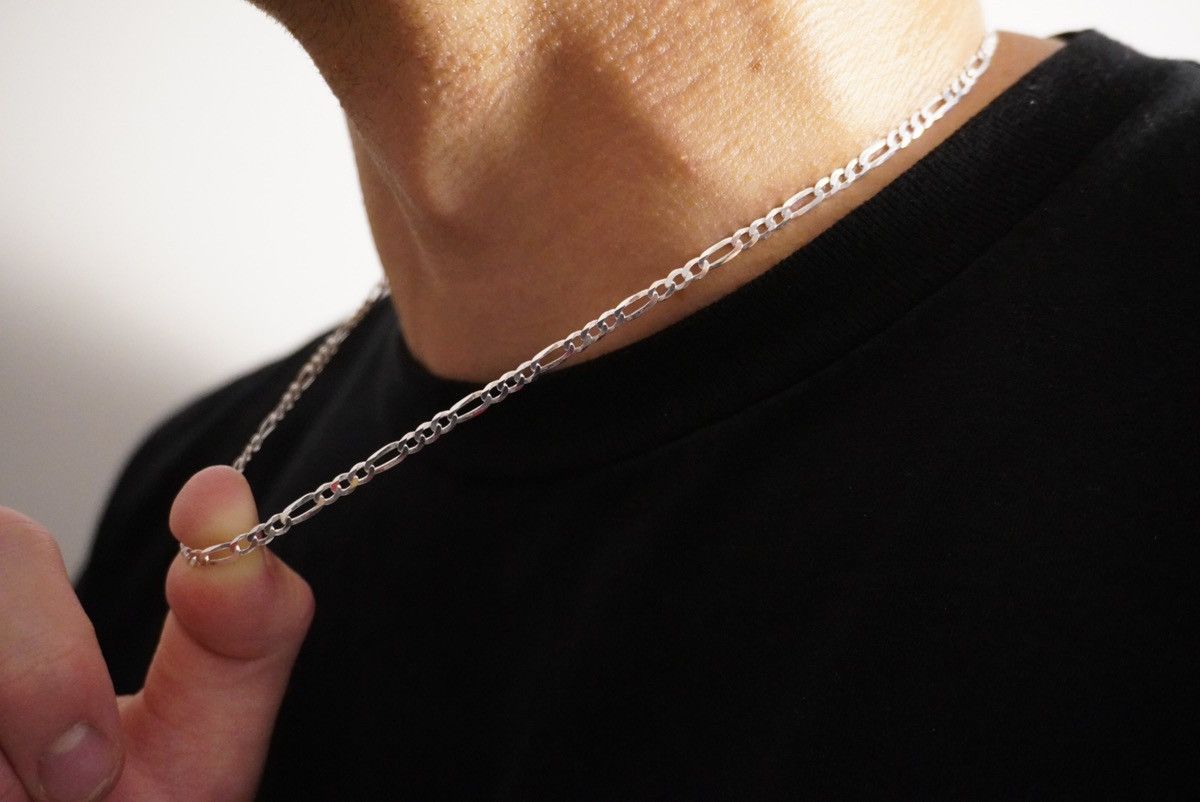 Sterling Silver Silver Chain Solid Silver Figaro Chain 3mm 18in Stamped 925 Size ONE SIZE - 3 Thumbnail