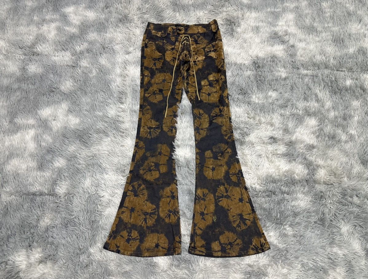 Le Grande Bleu (L.G.B.) 🔥Sick Y2K Body Noise Suede Tie Dye Laces Super Flared Pants Size US 26 / EU 42 - 1 Thumbnail