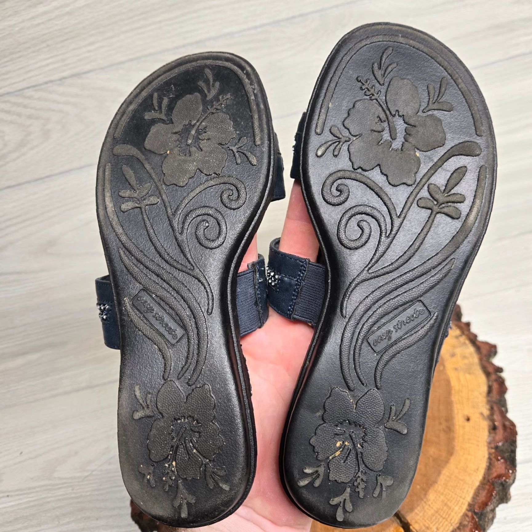 Vintage Easy Street Sandal Women’s Slide 7.5 Tan Blue Summer Beach Casual Shoes Size US 8 / IT 38 - 6 Thumbnail