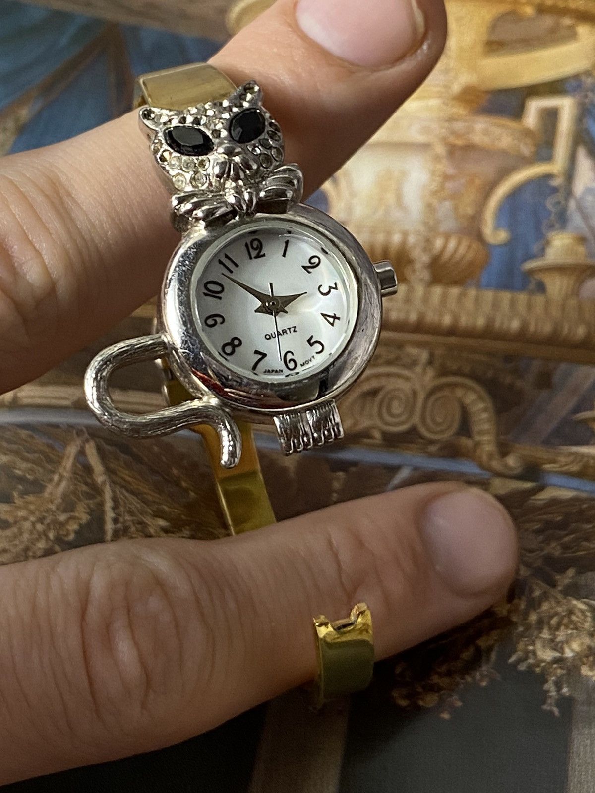 Jewelry Cat Bangle Watch Gold Tone Whimsical Size ONE SIZE - 3 Thumbnail