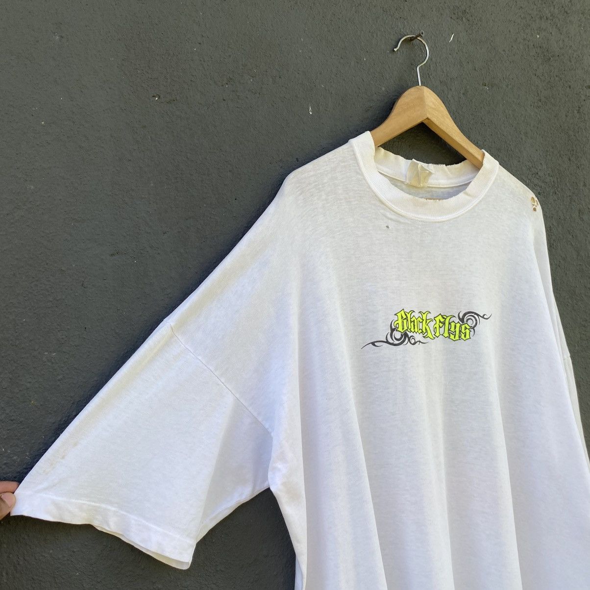 Hook-Ups Thrashed Distressed Vintage 90s Black Flys Eyewear Skate Tee Size US XXL / EU 58 / 5 - 10 Thumbnail