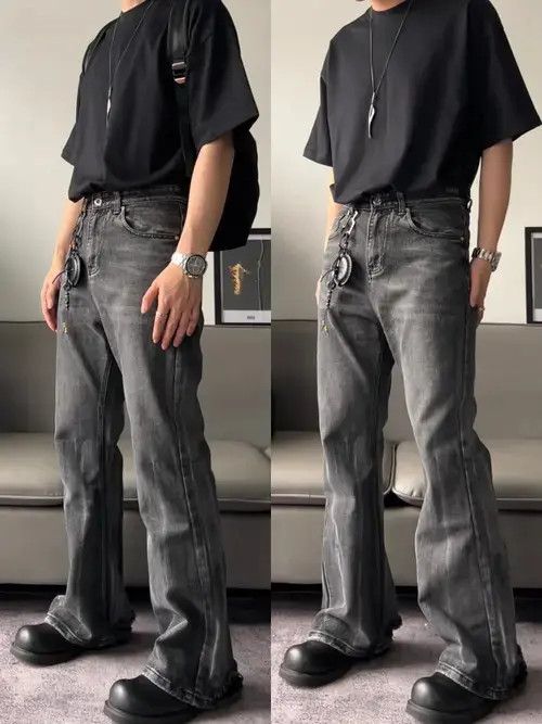 Jean yuppie distressed washed flared jeans Size US 30 / EU 46 - 4 Thumbnail