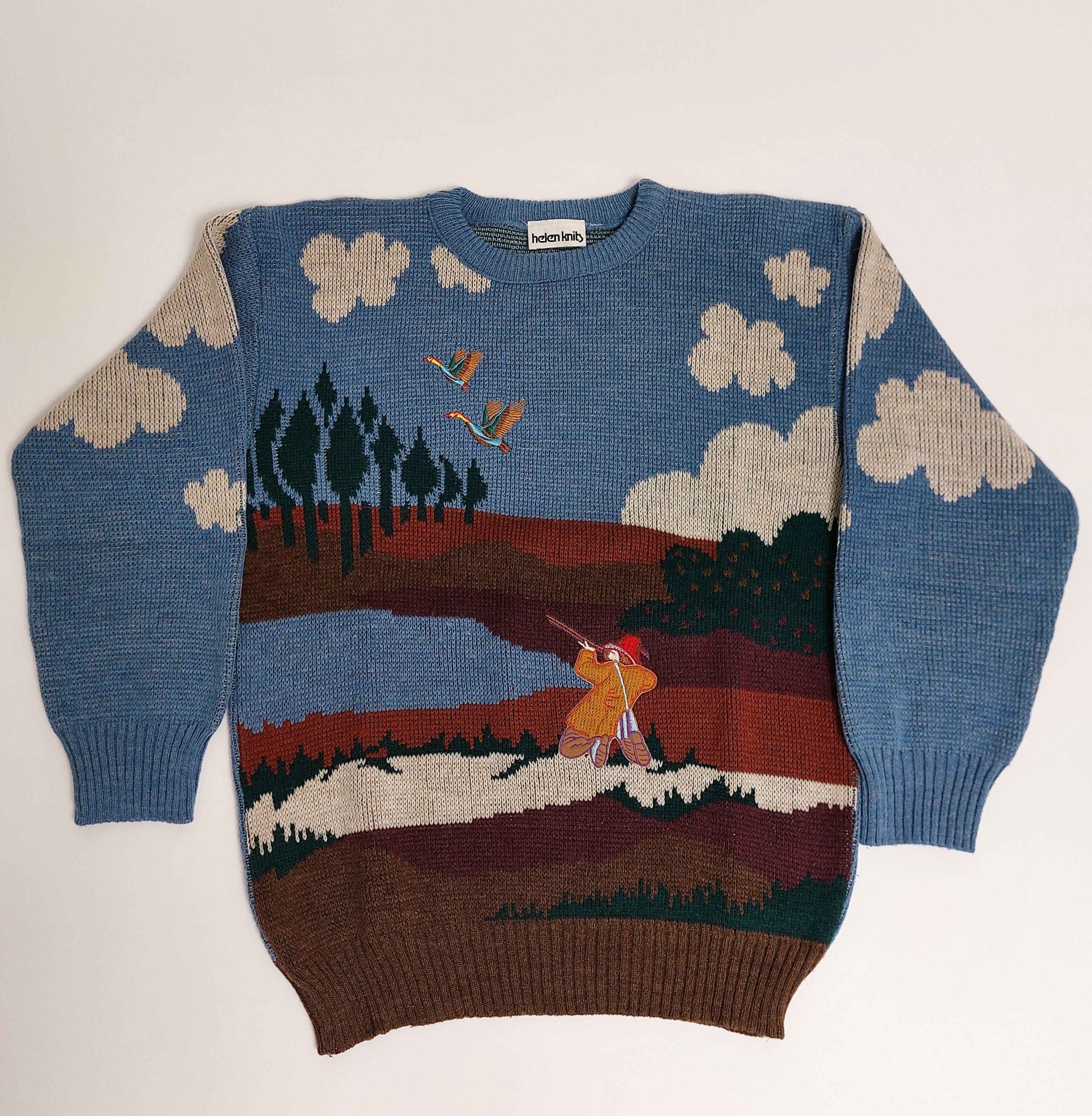 Vintage 1990s Helen Knits pictorial sweater Size L / US 10 / IT 46 - 1 Thumbnail