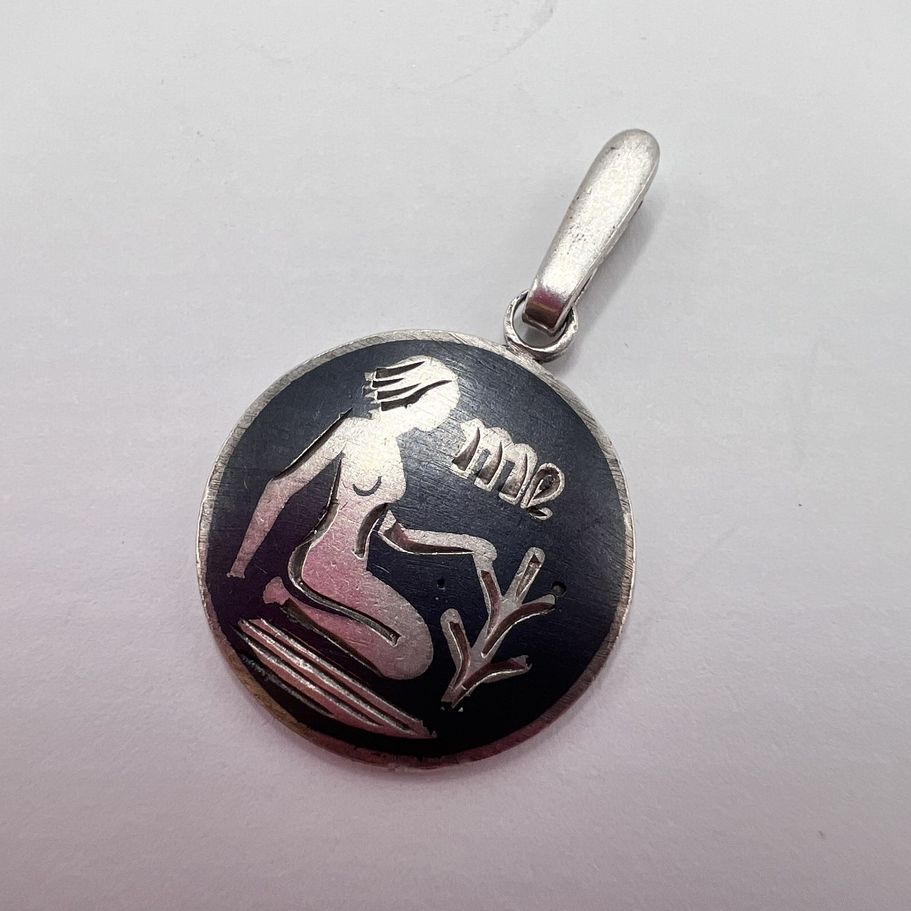 Vintage USSR Pendant Necklace Sterling Silver 875 Enamel Menswear