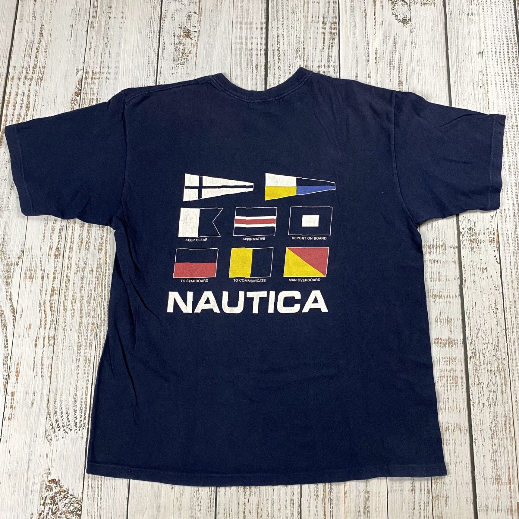 Nautica VINTAGE Nautica 90s Nautical Flag Graphic T-Shirt Black Adult L Sailing Mens Size US L / EU 52-54 / 3 - 5 Thumbnail