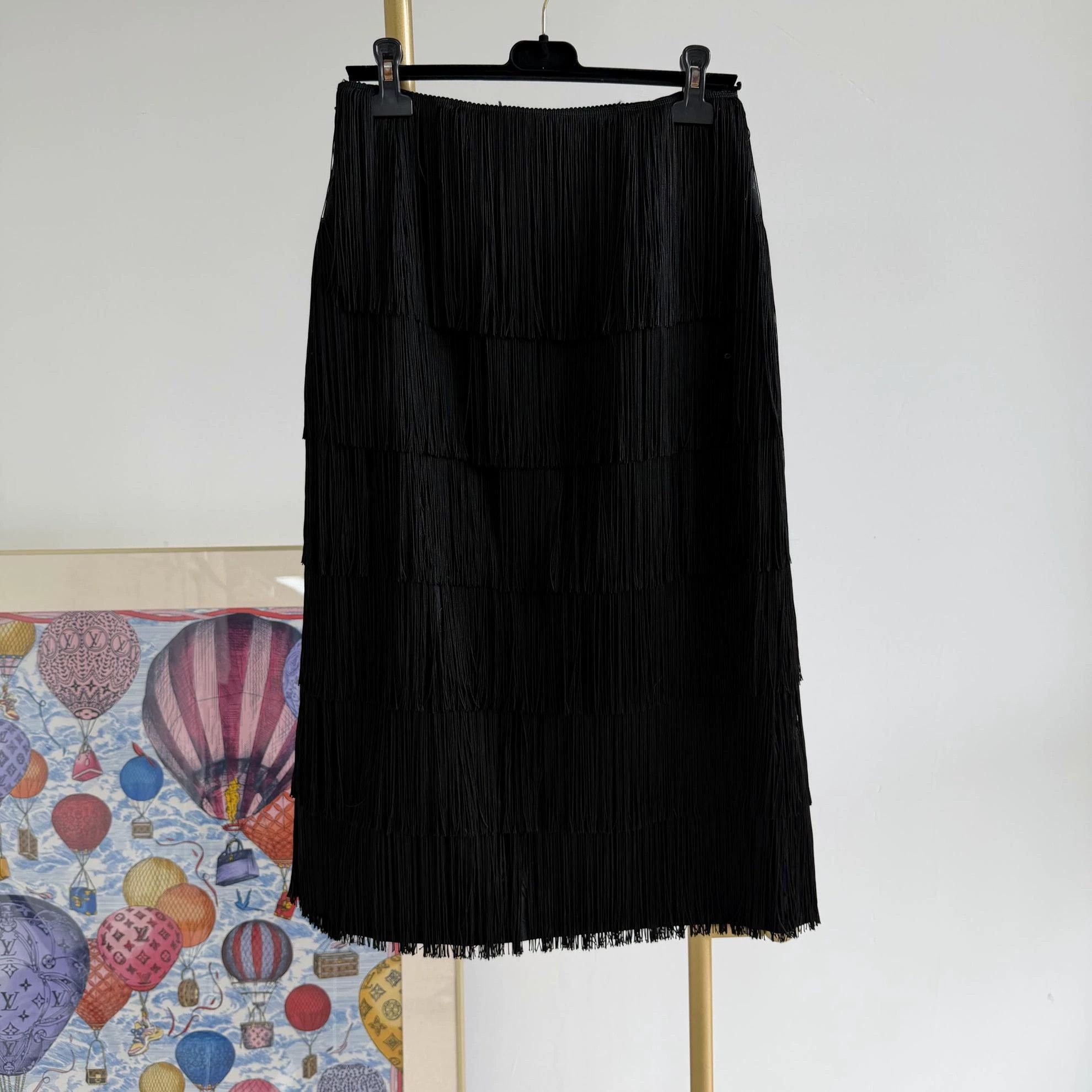 Prada Prada black tassel skirt 42 new with tags Size 28" / US 6 / IT 42 - 2 Thumbnail