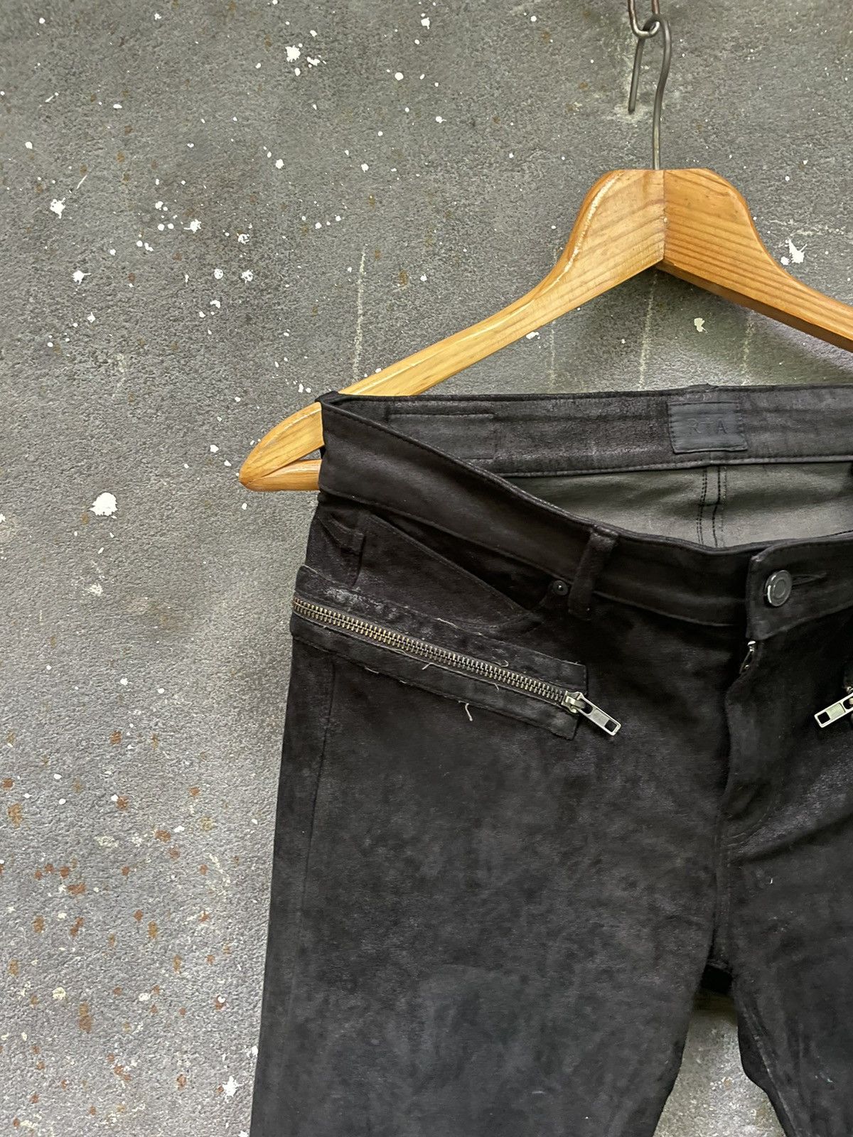 Rta Road To Awe R+ A Leather Pants Zipper Avant Garde Black RARE Size 28" / US 6 / IT 42 - 8 Thumbnail