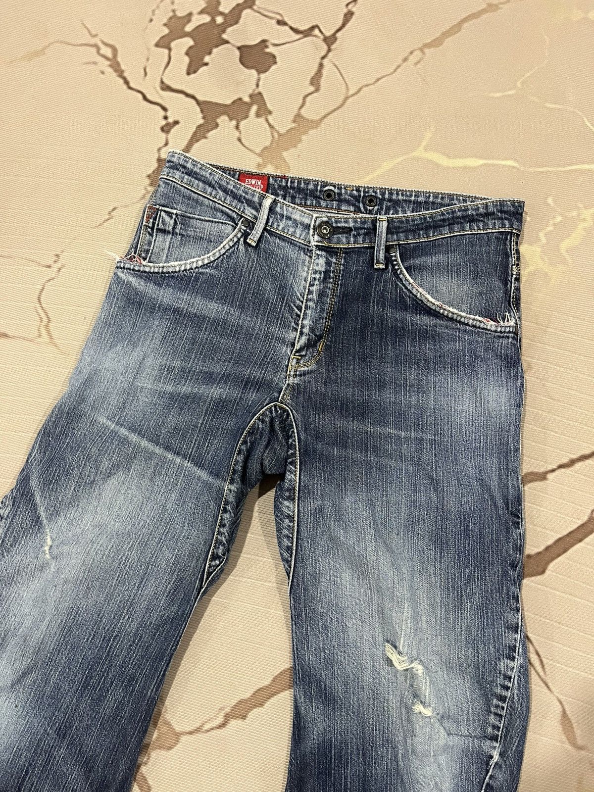 Edwin Edwin Blue Trip 3D Curved Distressed Denim Japan Size US 30 / EU 46 - 2 Thumbnail