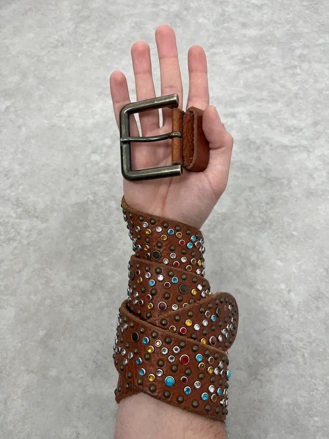 Dolce & Gabbana SS2010 Dolce & Gabbana Brown Leather Multicolore Studded Unique Belt Size ONE SIZE - 1 Thumbnail