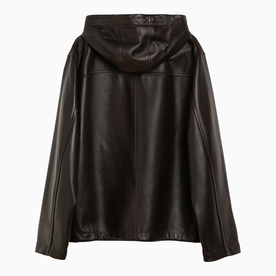 Bottega Veneta o1d2blof0824 Leather Zipped Jacket in Brown Size S / US 4 / IT 40 - 2 Thumbnail