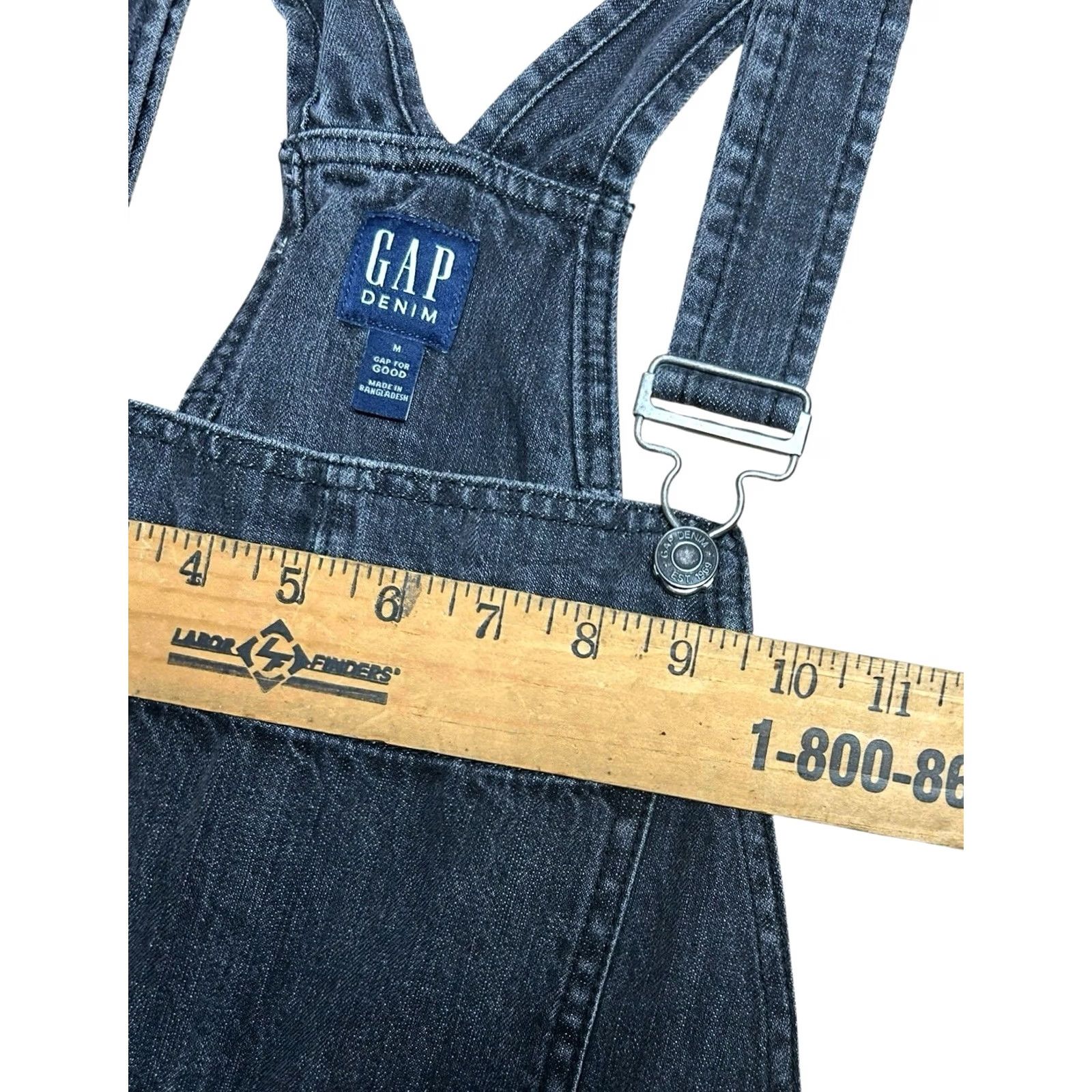 Gap GAP Overalls Crop Slouch Bib Women's Medium Black/Gray Denim Jeans 90s Casual Straight Leg Pockets Adjustable Waist 100% Cotton Blue Gray Size 32" / US 10 / IT 46 - 7 Thumbnail