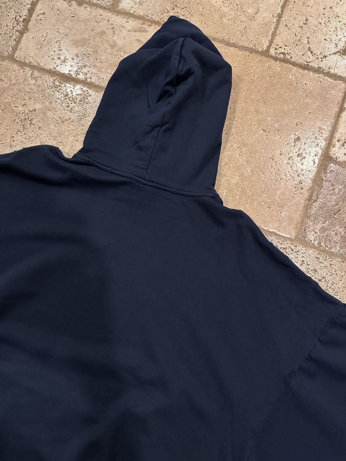 Balenciaga Balenciaga “Be Nice” France Dark Navy 2023 Distressed Hoodie Size US XL / EU 56 / 4 - 18 Thumbnail