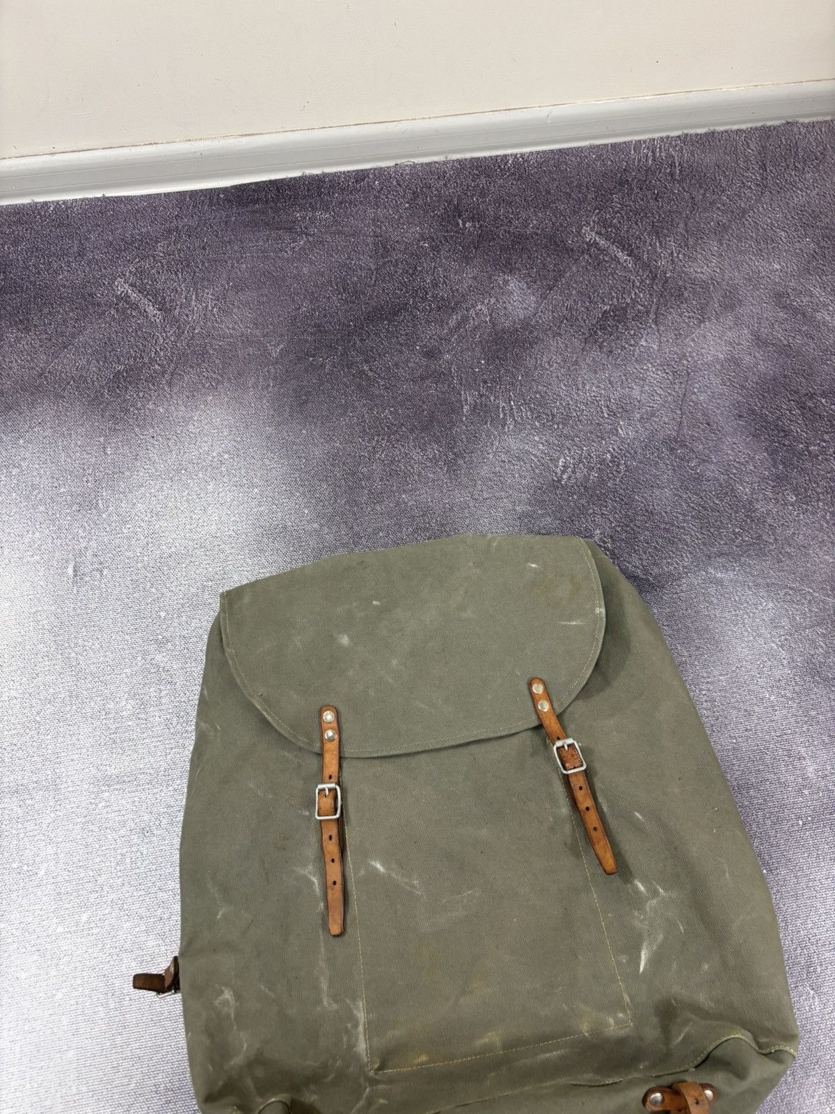 Other Vintage Swedish Army M39 Backpack Canvas Leather Metal Frame Size ONE SIZE - 3 Thumbnail