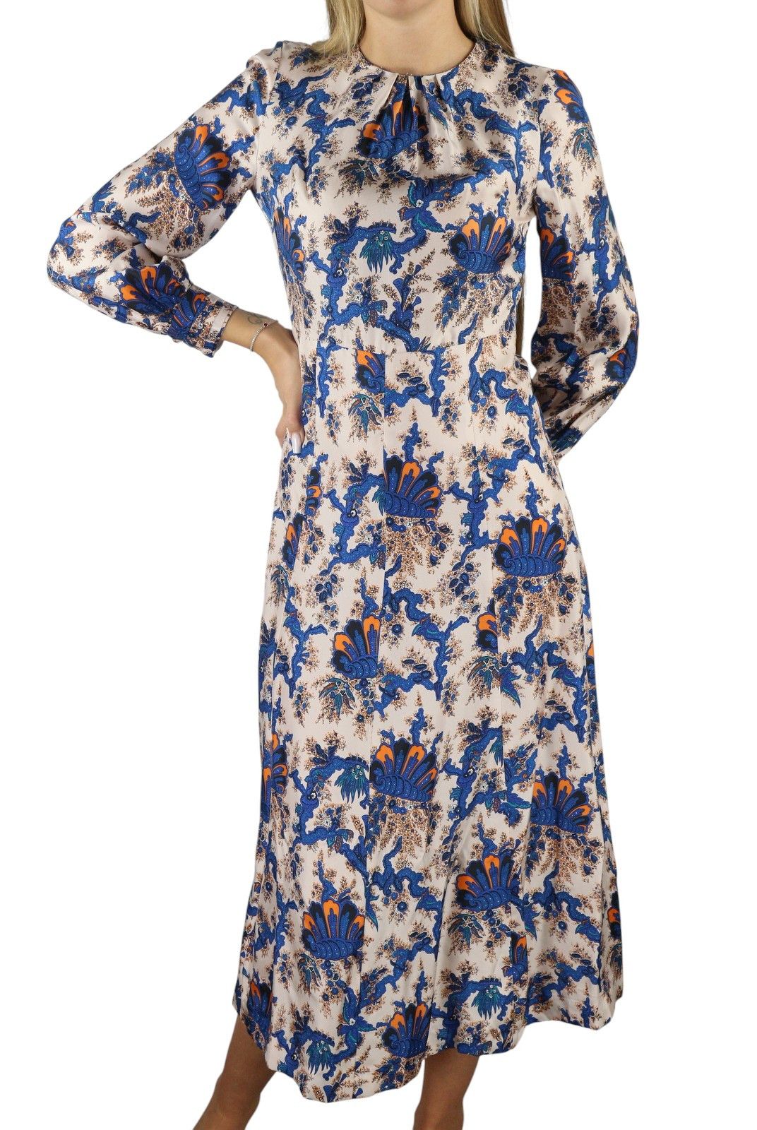 Sandro CARNA 36 S Silk Flower Print Long Sleeve Midi 88491 Size S / US 4 / IT 40 - 1 Thumbnail