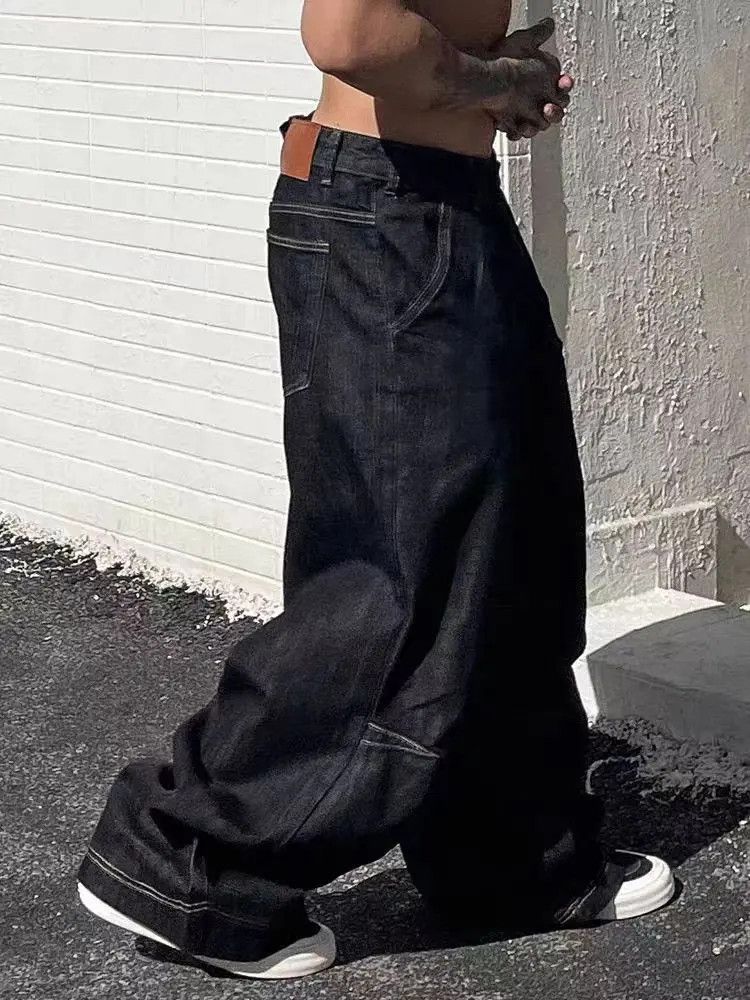 Designer × Japanese Brand Retro black street heavy baggy jeans Size US 32 / EU 48 - 3 Thumbnail
