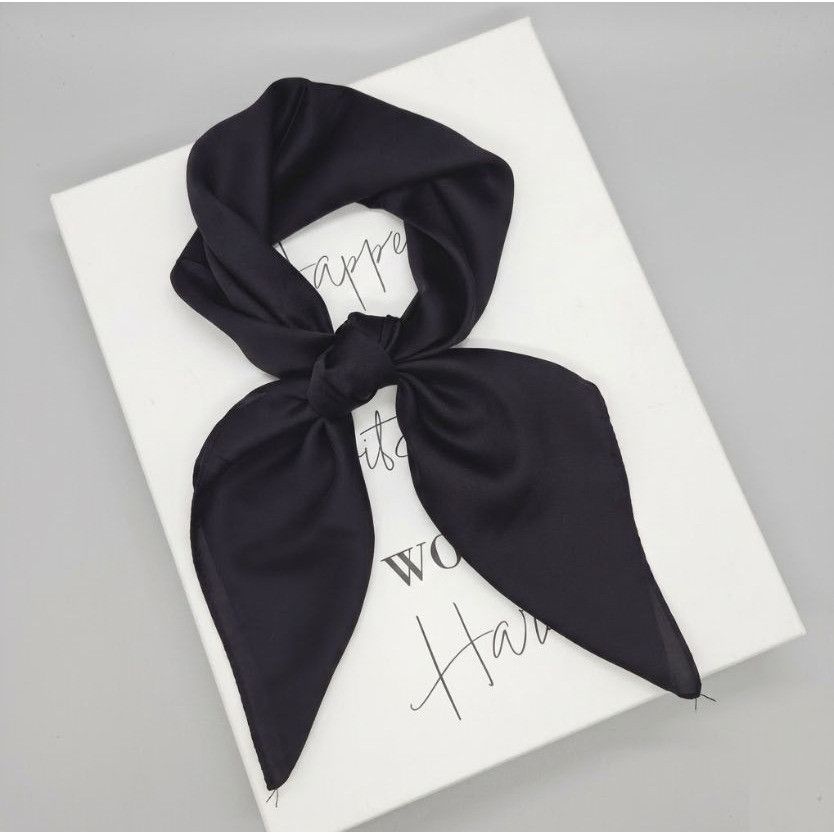 Other New Elegant Bandana Square Scarf CLassic BLACK solid Wrap Si Size ONE SIZE - 1 Thumbnail