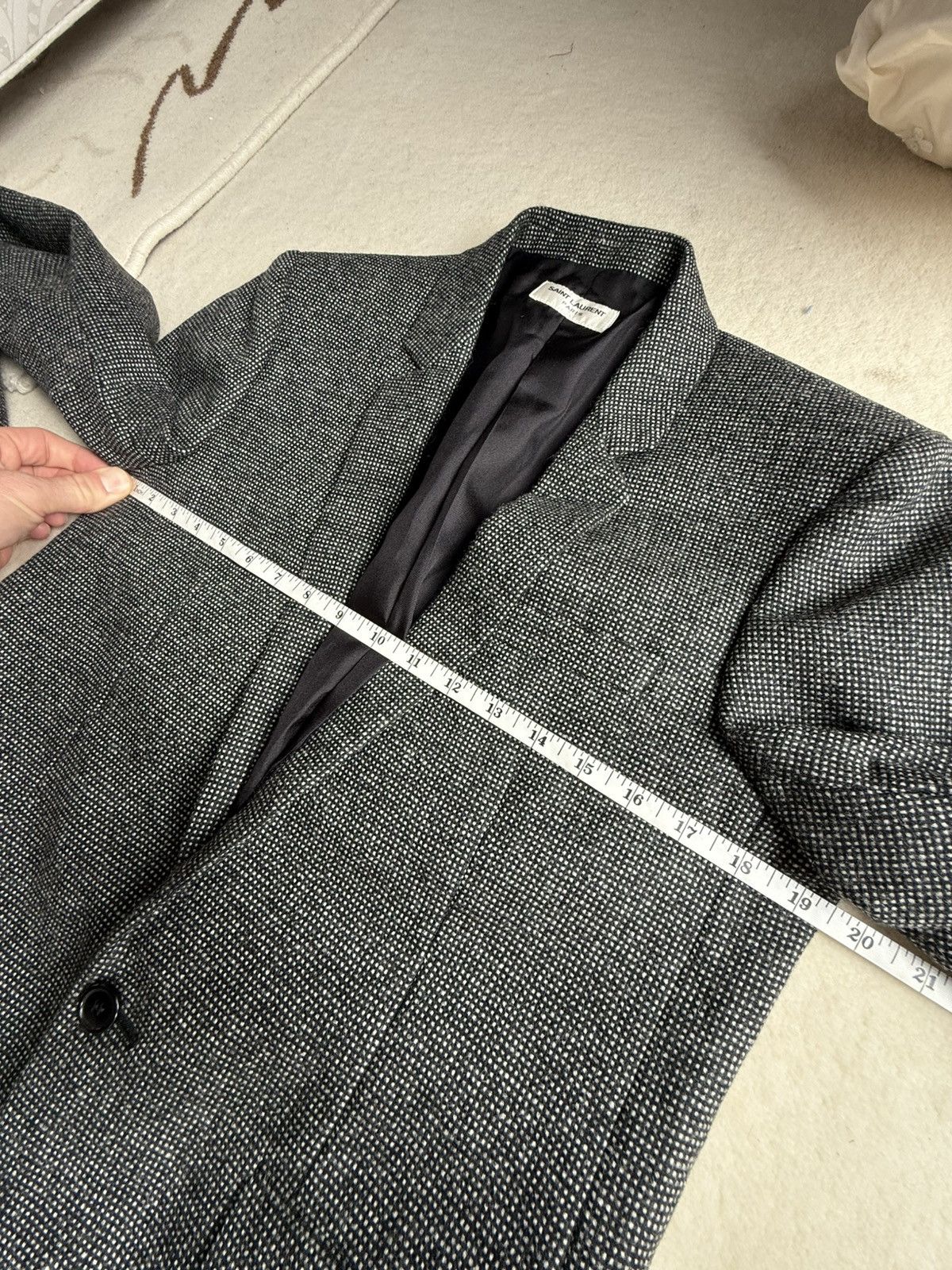 Saint Laurent Paris Saint Laurent herringbone notch lapel suit jacket 48 Size 38R - 2 Thumbnail