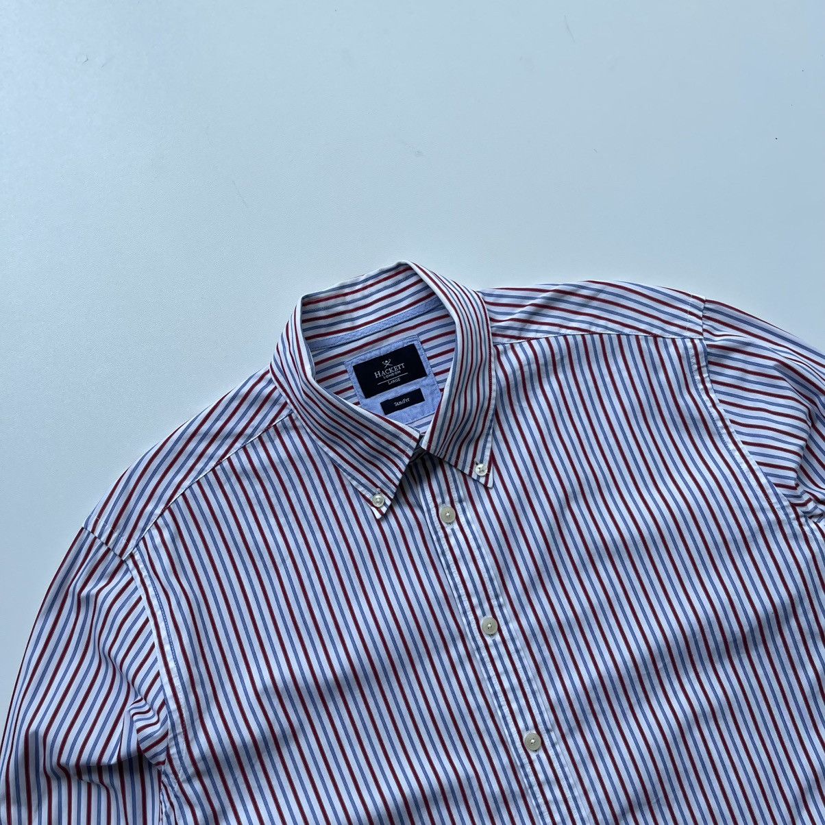 Hackett Hackett London Slim Striped Button Ups Shirt White/Red/Blue Size US L / EU 52-54 / 3 - 2 Thumbnail