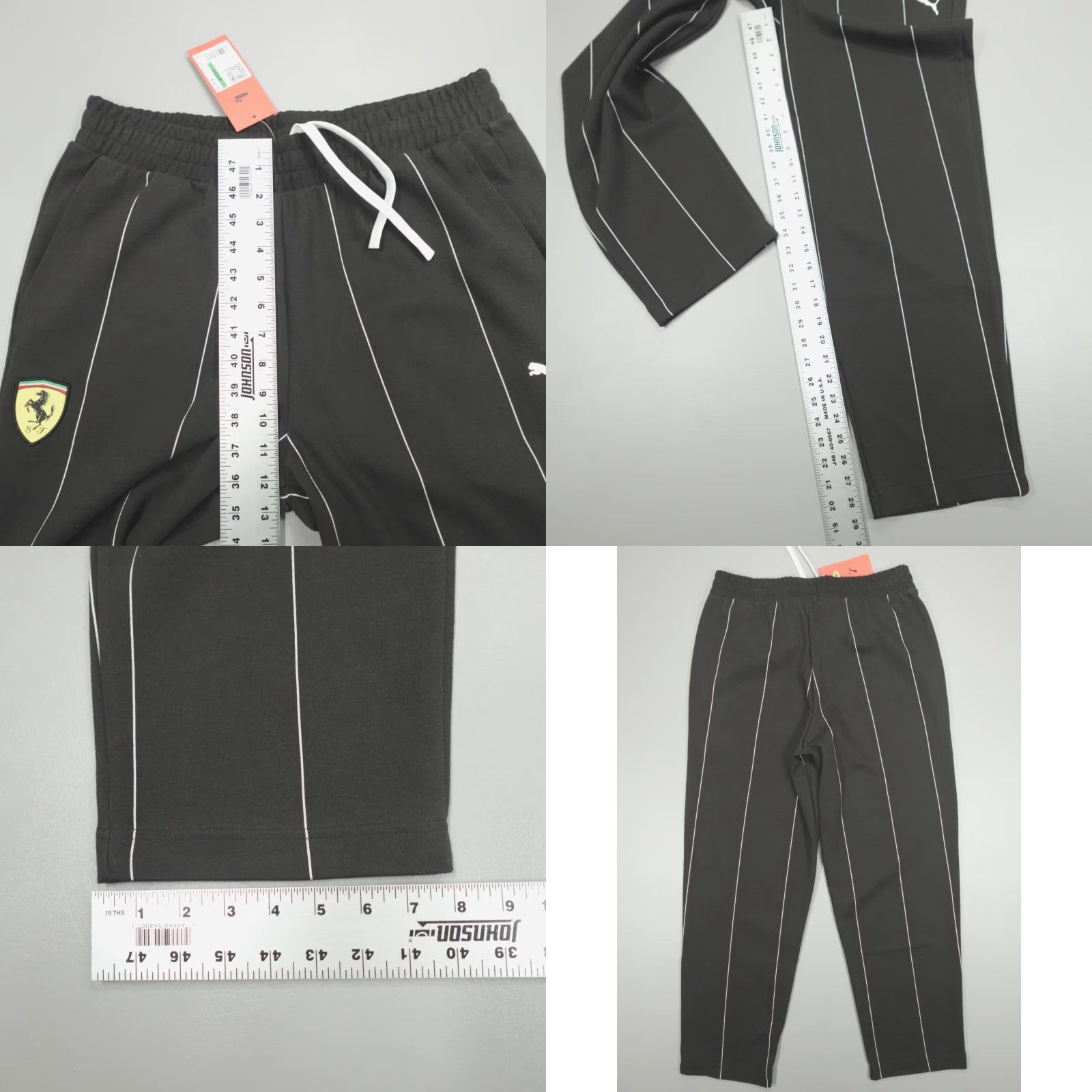 Puma Puma Ferrari Race Premium Pants Striped Black Men's L 630210-01 Pants Logo Car Casual Mens Regular Inseam 29 in Cotton Polyester Size US 33 - 8 Thumbnail