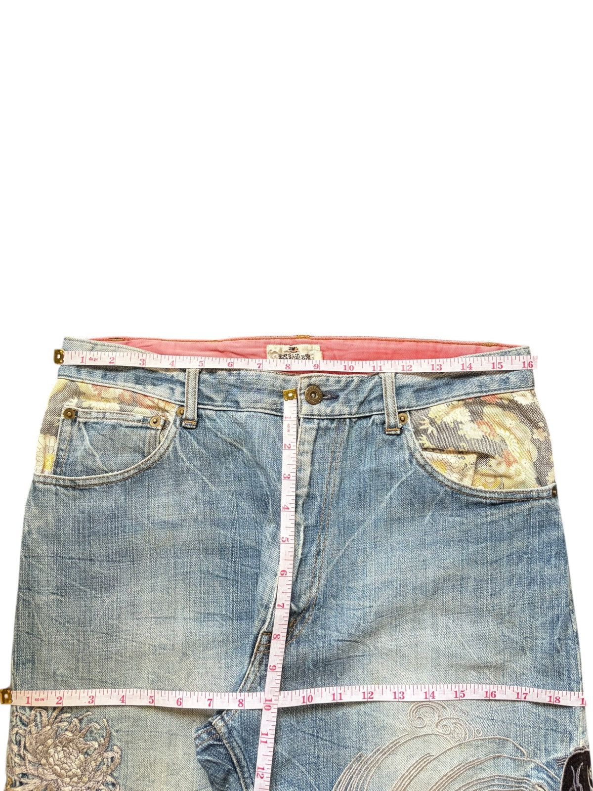 Karakuri Tamashii Vintage Karakuri Tamashi Embroidered Distress Baggy Jeans Size US 32 / EU 48 - 6 Thumbnail