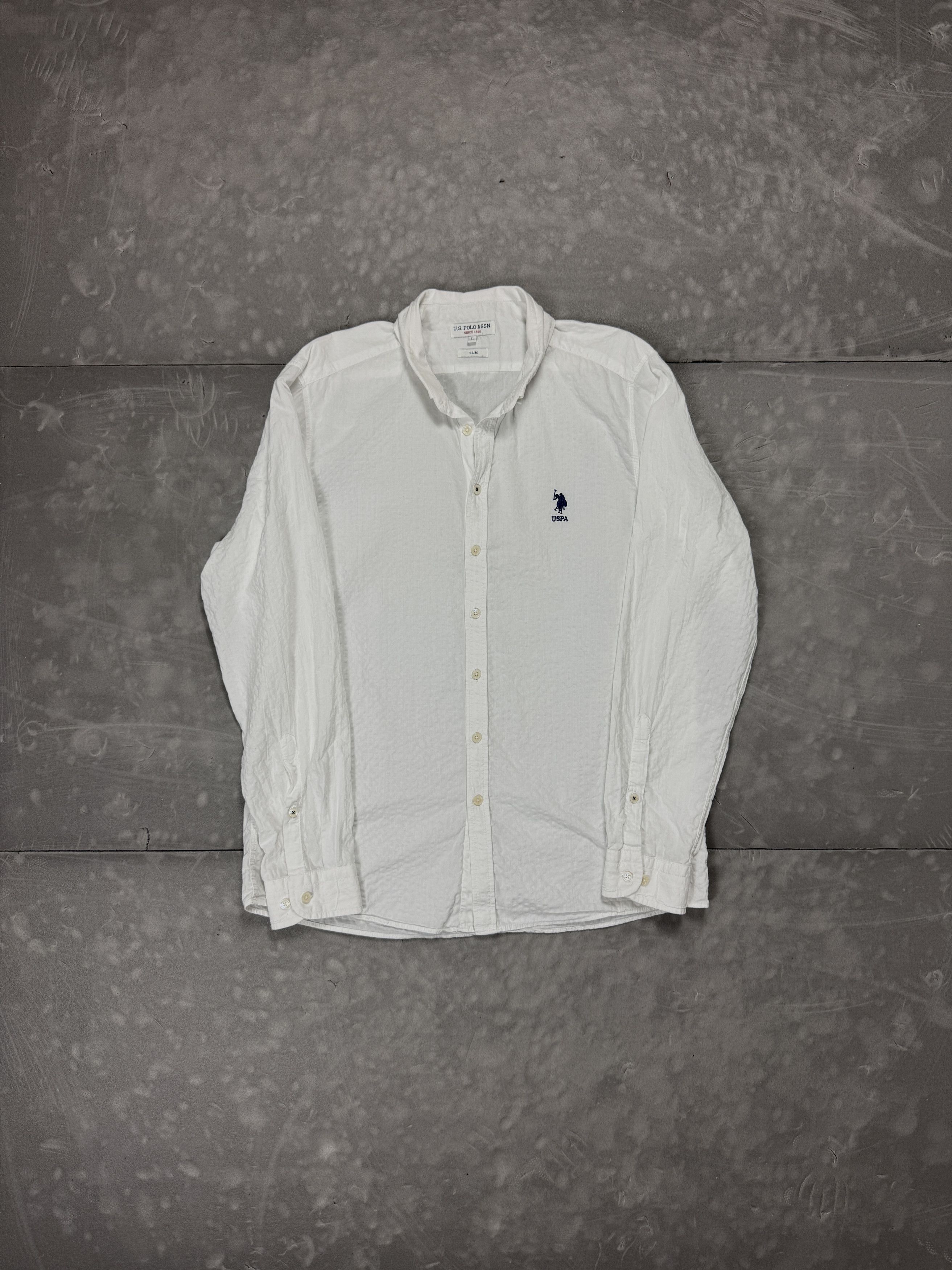 U.S. Polo Assn. × Vintage U.S. Polo Assn white summer formal shirt y2k casual Size US L / EU 52-54 / 3 - 1 Thumbnail