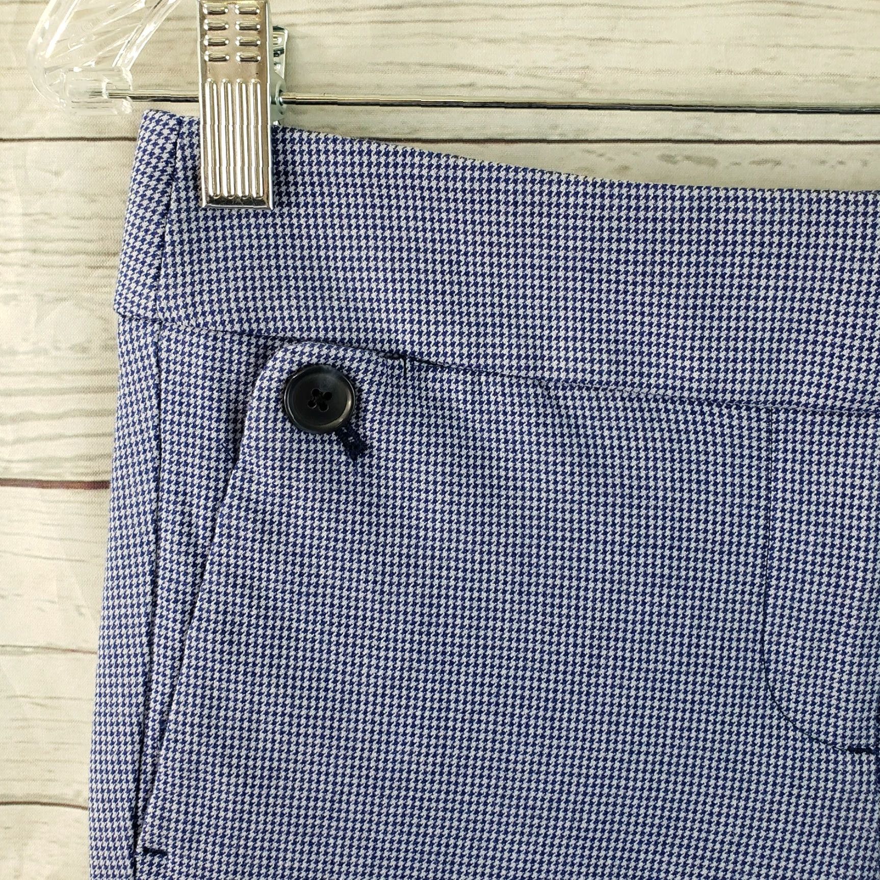 Ann Taylor Ann Taylor LOFT Womens Marisa Cropped Pants Sz 0 Blue Houndstooth Cotton Blend Size 25" / US 0 / IT 36 - 3 Thumbnail