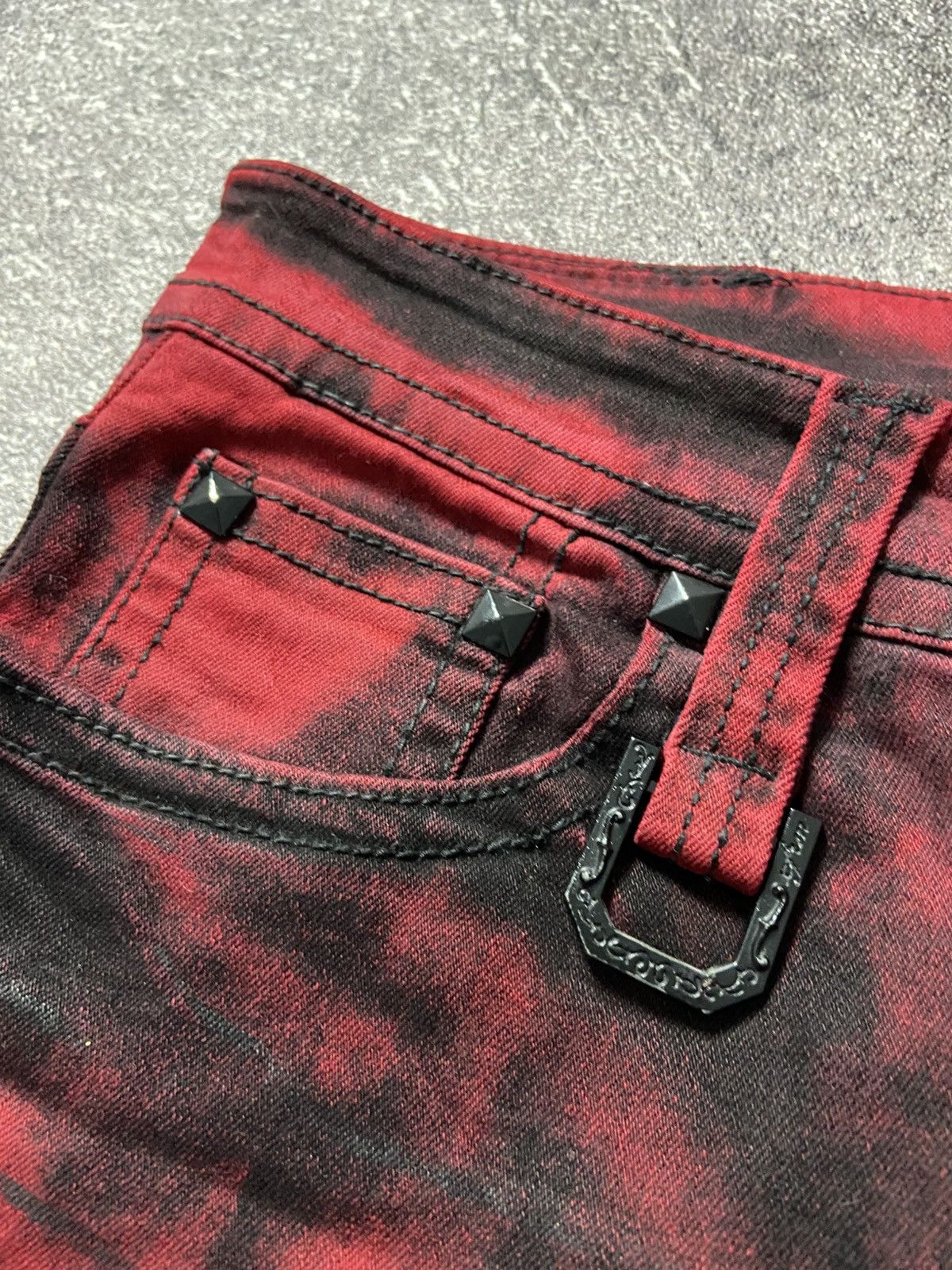 If Six Was Nine Xfrm blood red punk stretch jeans Size 29" - 5 Thumbnail