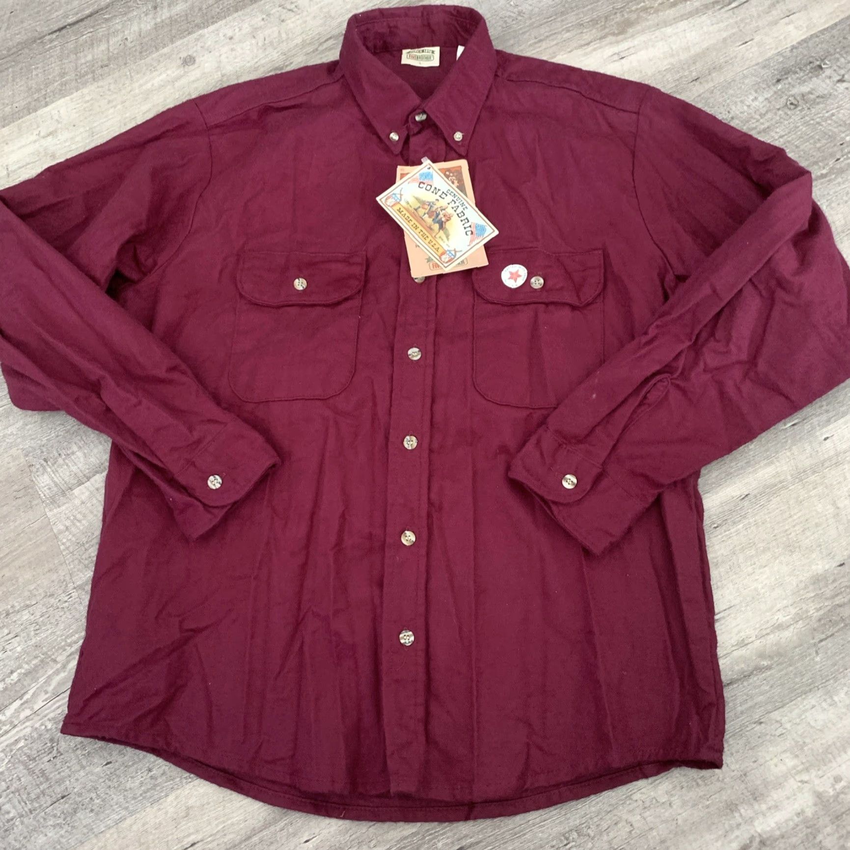 Vintage VINTAGE Five Brother Chamois Shirt Mens Large Heavyweight Flannel Wine USA NEW Size US L / EU 52-54 / 3 - 2 Thumbnail