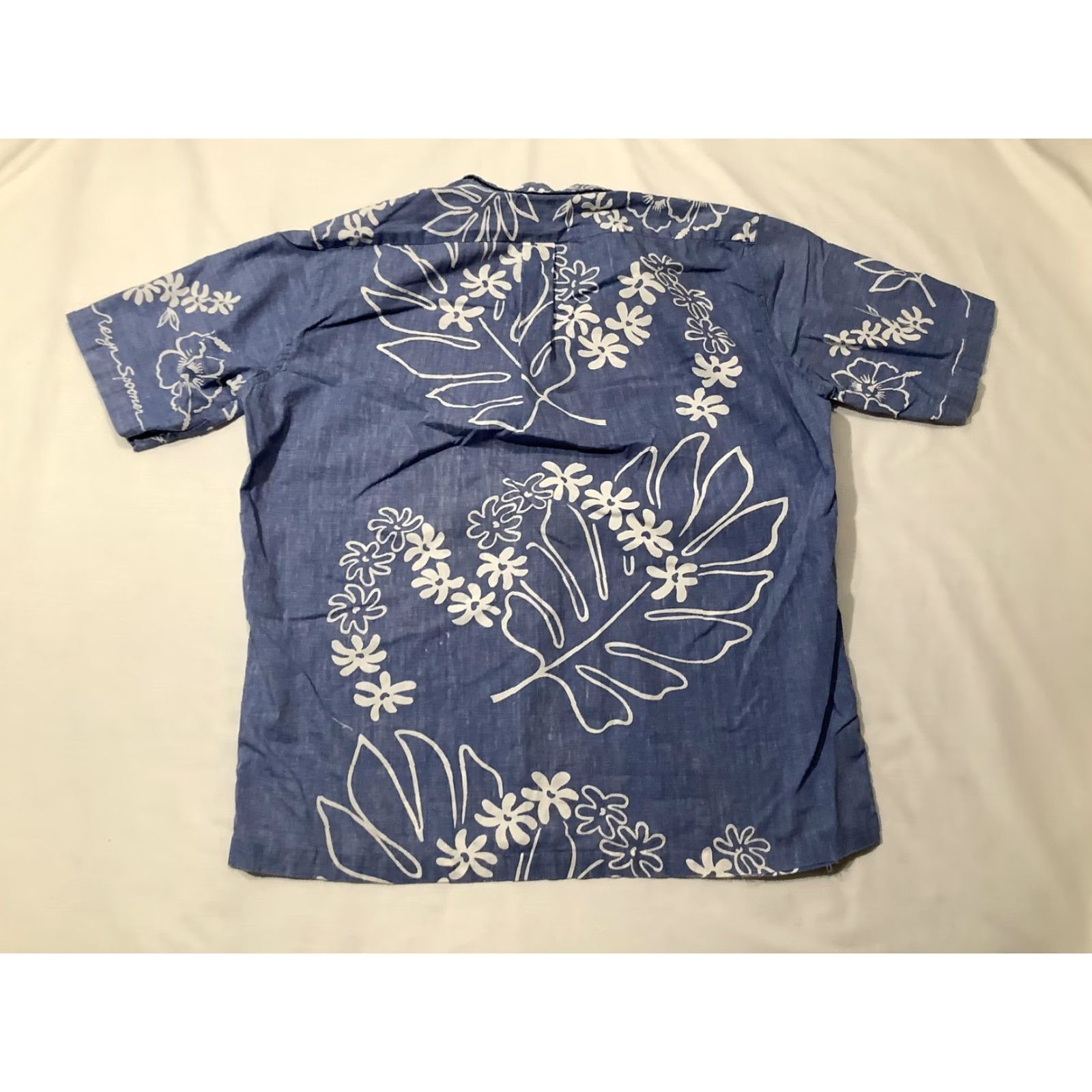 Reyn Spooner VINTAGE Reyn Spooner Shirt Mens Large Blue Chambray Hawaiian Floral Short Sleeve Aloha Size US L / EU 52-54 / 3 - 7 Thumbnail
