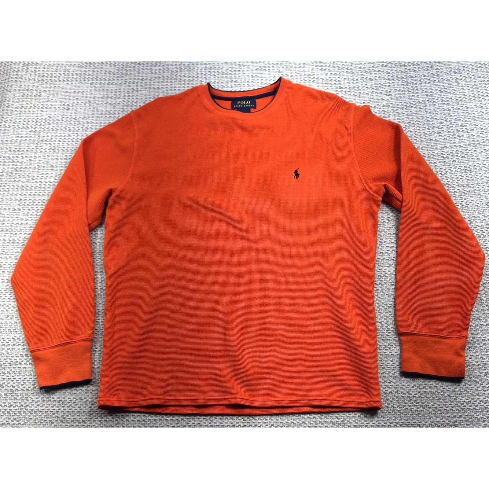 Polo Ralph Lauren Polo Ralph Lauren Shirt Mens Large Orange Long Sleeve Thermal Waffle Crew Top Size US L / EU 52-54 / 3 - 2 Thumbnail