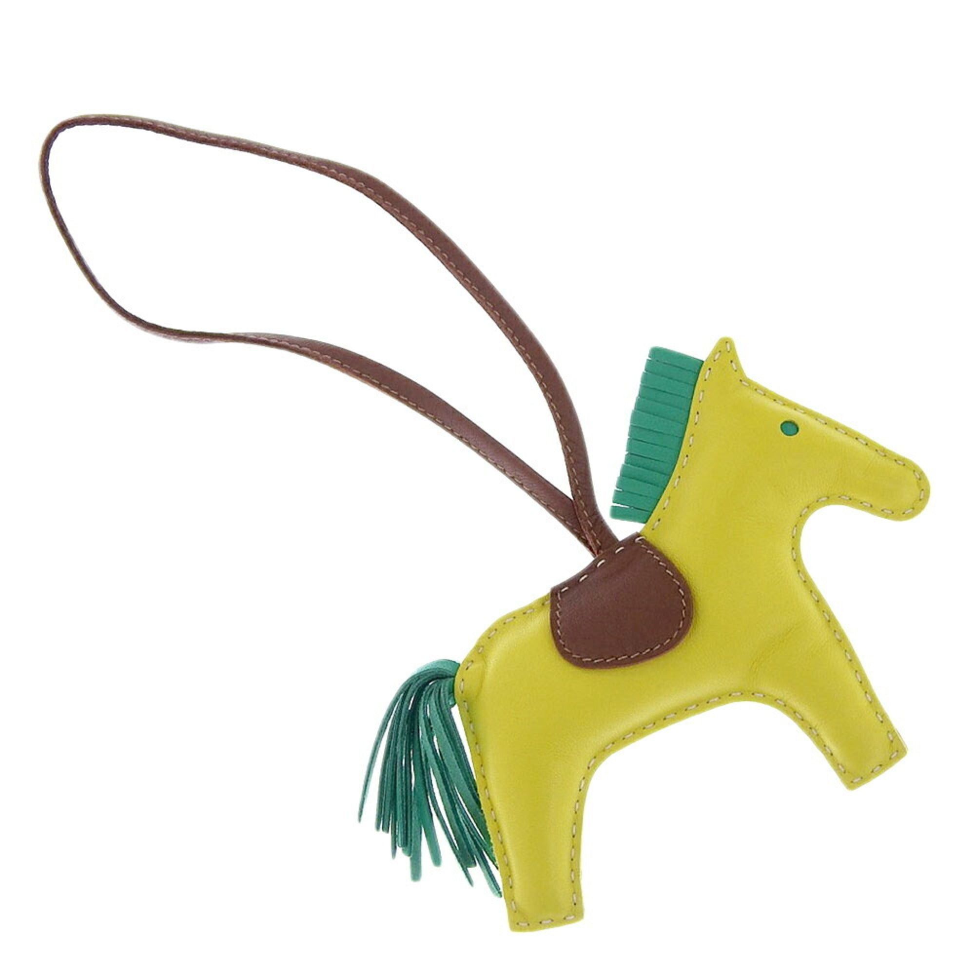 image of Hermes Rodeo Mm Charm Agneau Milo Lime Mint Forbe in Black, Women's