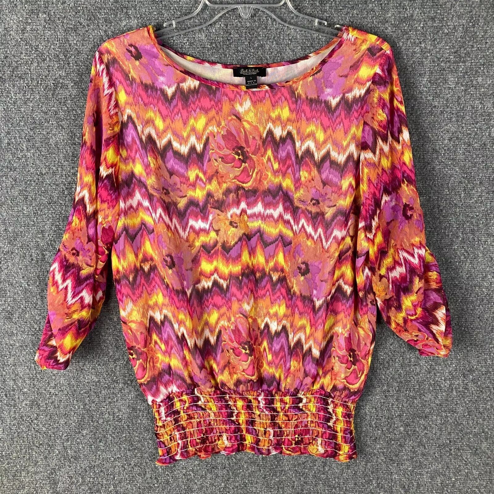 Other Peck & Peck Blouse Women's Large 3/4 Sleeve 100% Polyester L Size L / US 10 / IT 46 - 1 Thumbnail