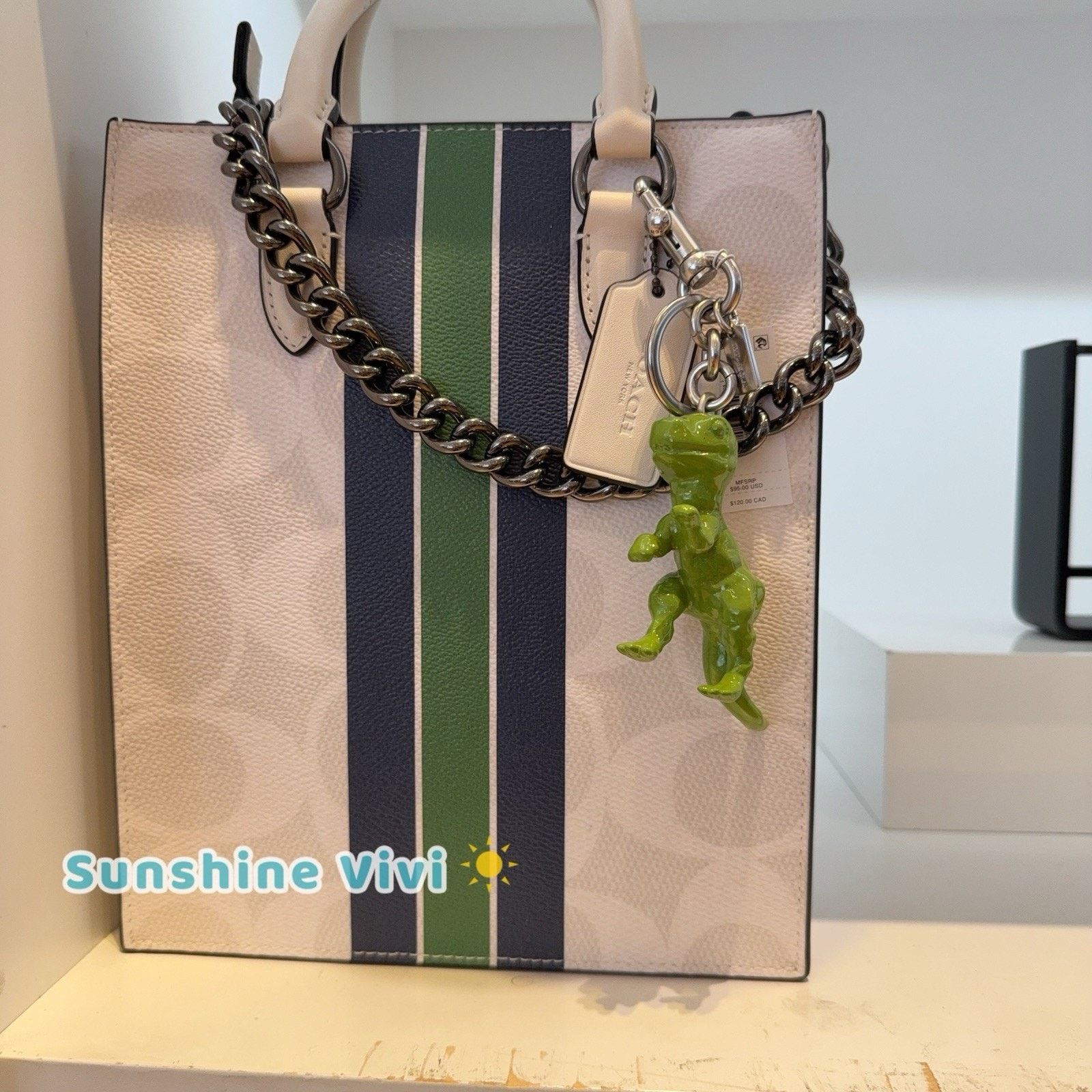 Coach NWT COACH T Rex Bag Charm Silver/Green CAX75（no bag） Size ONE SIZE - 3 Thumbnail
