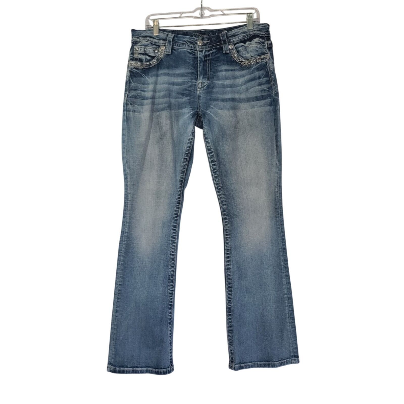 Miss Me Miss Me Y2K Mid-Rise Easy Boot Rhinestone Jeans 31 X 33 Size 31" - 1 Thumbnail