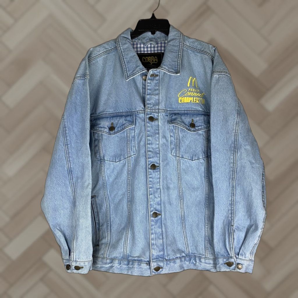 VINTAGE Cobra Denim Jacket Mens XL Blue Cotton Denim Jacket Complexcon Cobra Denim Jacket Mens XL Blue