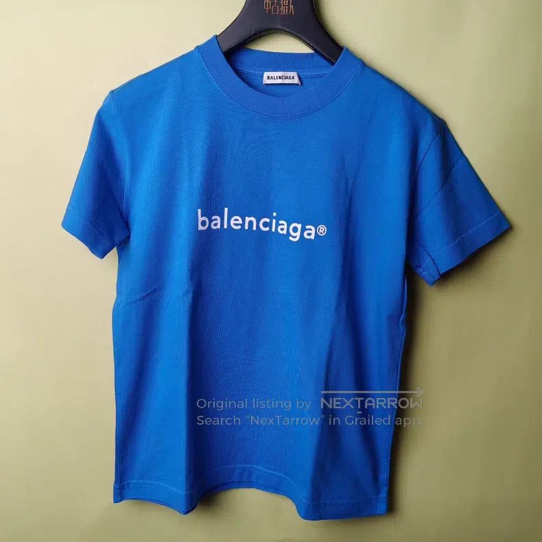 Balenciaga Balenciaga Blue Letter Crew Neck Short Sleeve Size US M / EU 48-50 / 2 - 1 Thumbnail