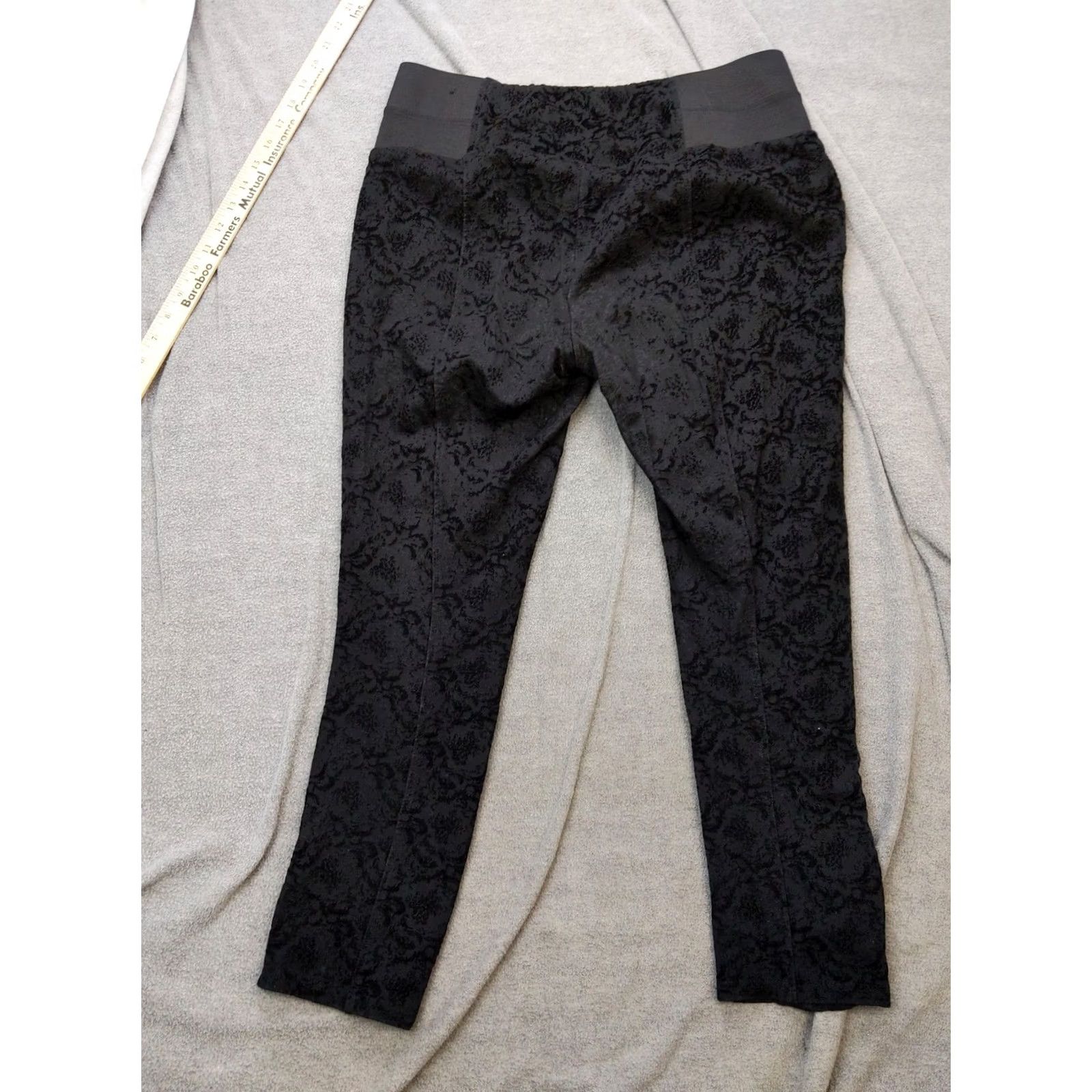 Velvet One 5 Pants Womens L Black Velvet Floral Skinny Jegging Stretch Pull Size 36" / US 14 / IT 50 - 6 Thumbnail