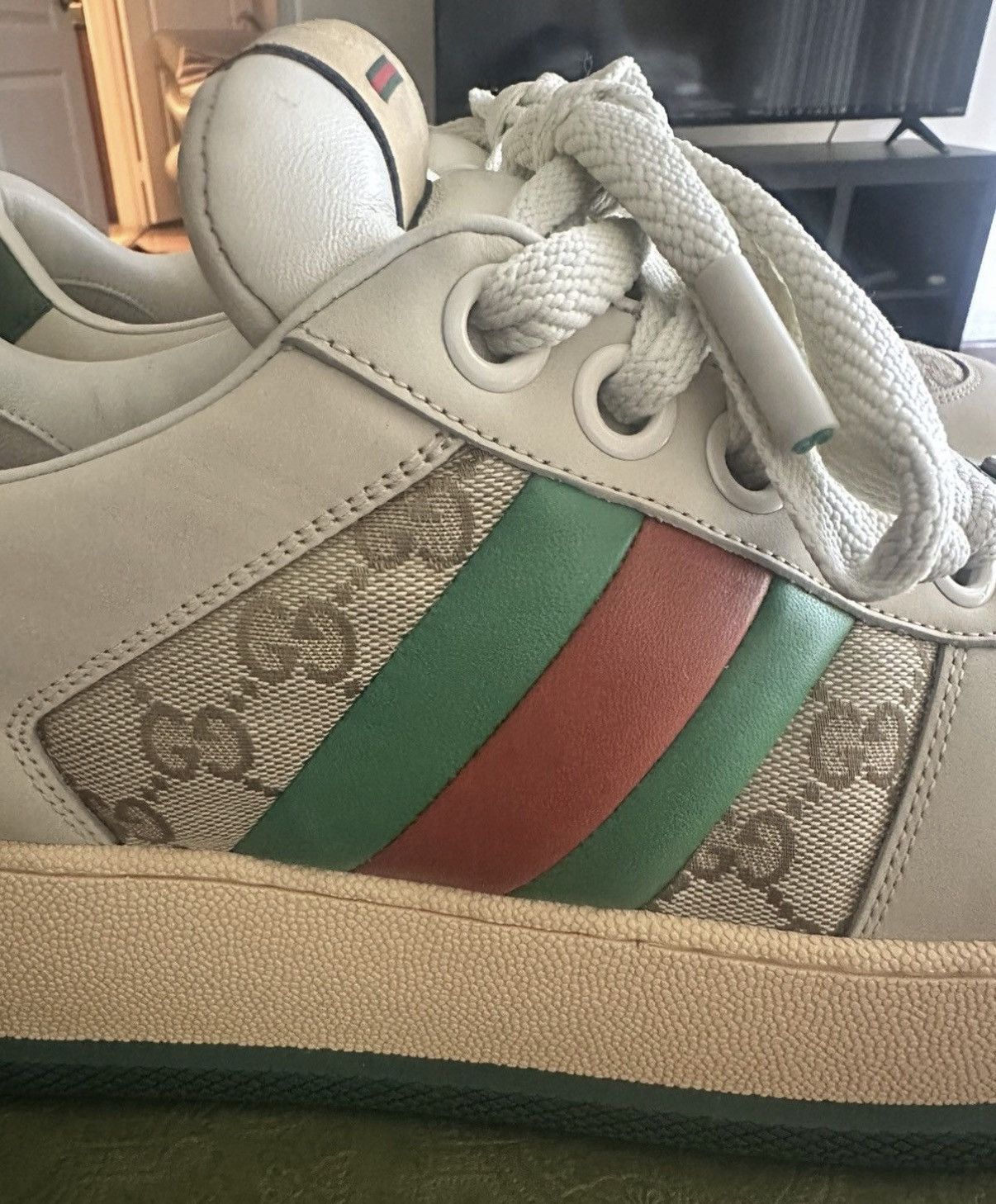 Gucci Gucci Mens Leather Screener Sneakers Size US 11.5 / EU 44-45 - 5 Thumbnail