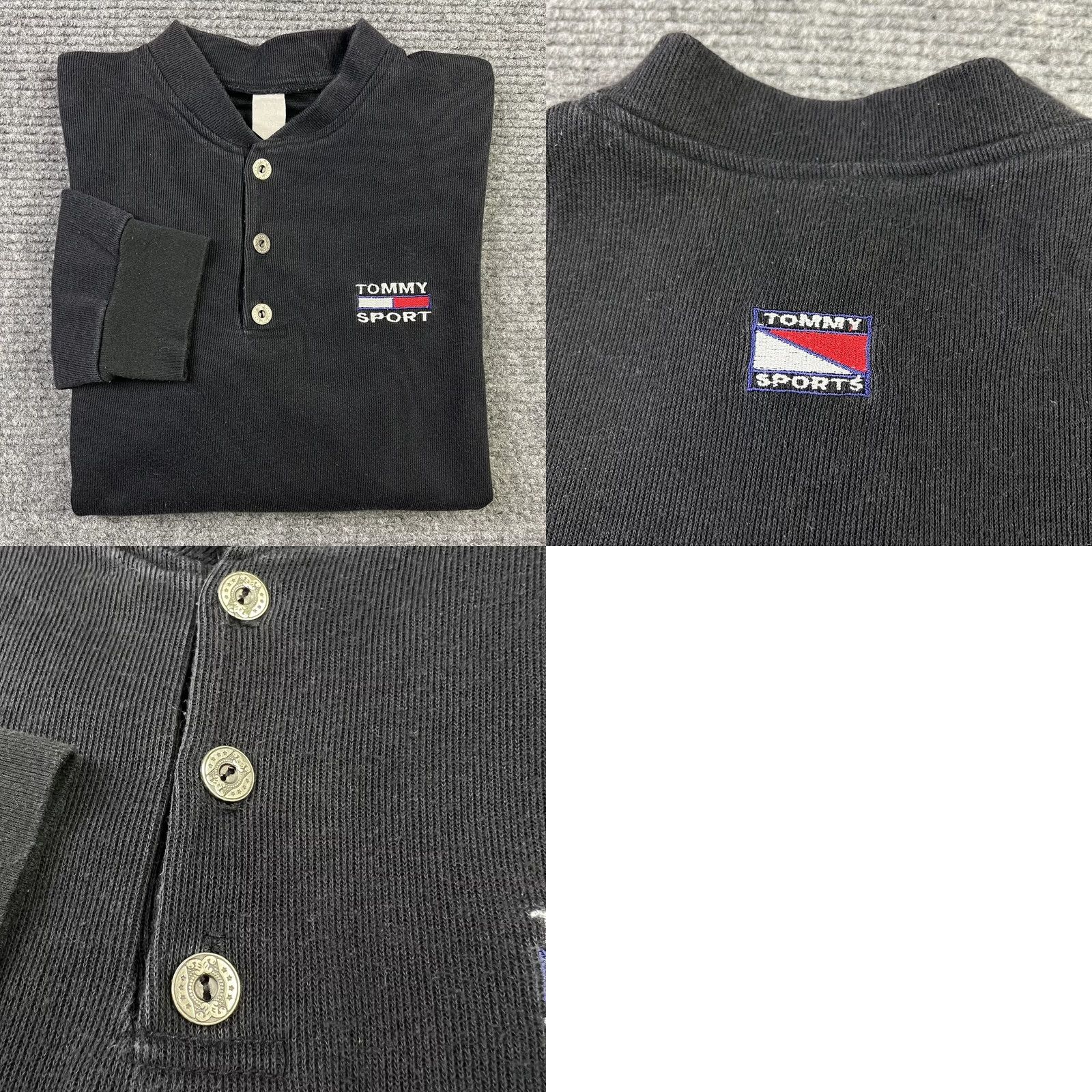 Tommy Hilfiger VINTAGE Tommy Hilfiger Tommy Sport Shirt Pullover Sweater Henley Neck Adult Small Black Logo 90s Mens Size US S / EU 44-46 / 1 - 8 Thumbnail