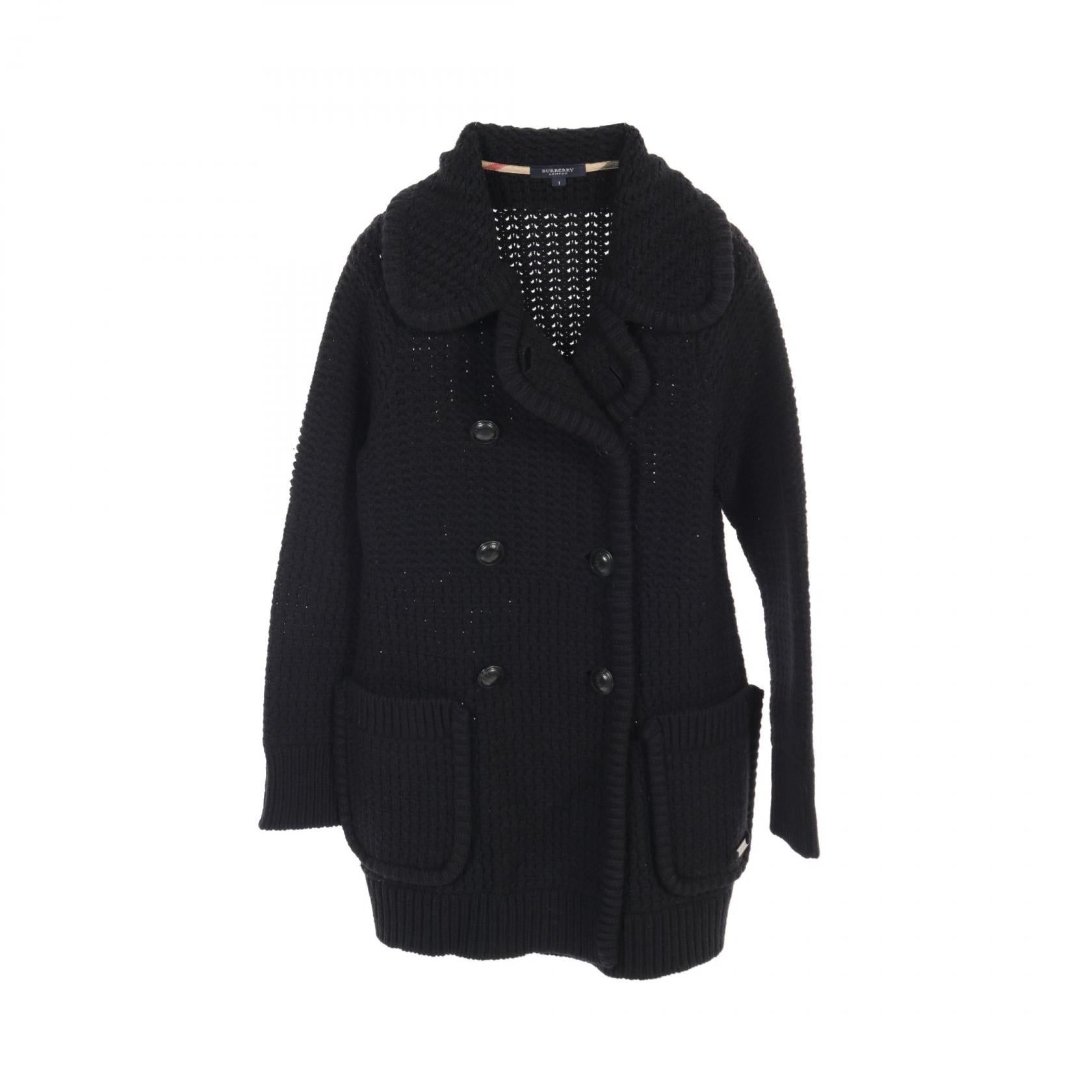 Burberry Burberry Jacket Wool Cashmere Black Knit Double Button Size ONE SIZE - 1 Thumbnail