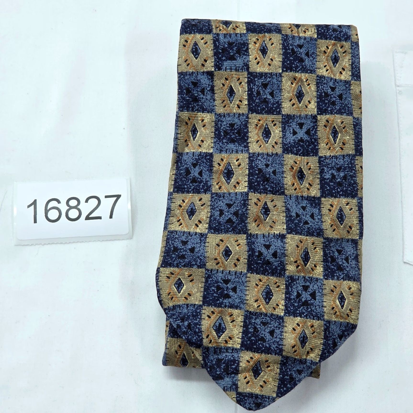 Robert Talbott Robert Talbott Studio Necktie Mens Blue Geometric Silk Tie Designer USA Tooling? Size ONE SIZE - 6 Thumbnail