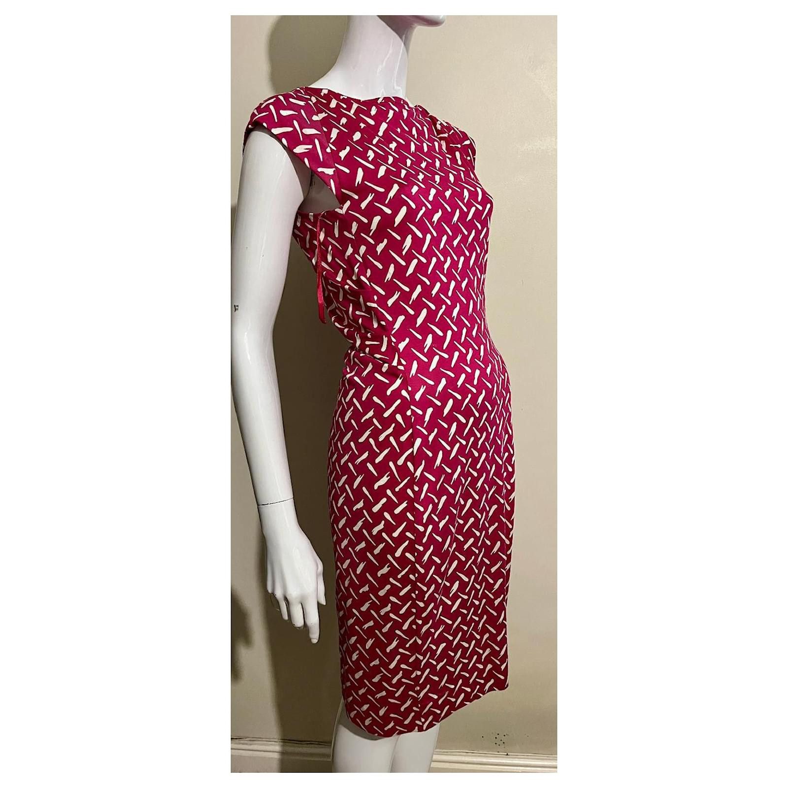 Diane von Furstenberg DvF Gabi silk dress red and white Size M / US 6-8 / IT 42-44 - 3 Thumbnail