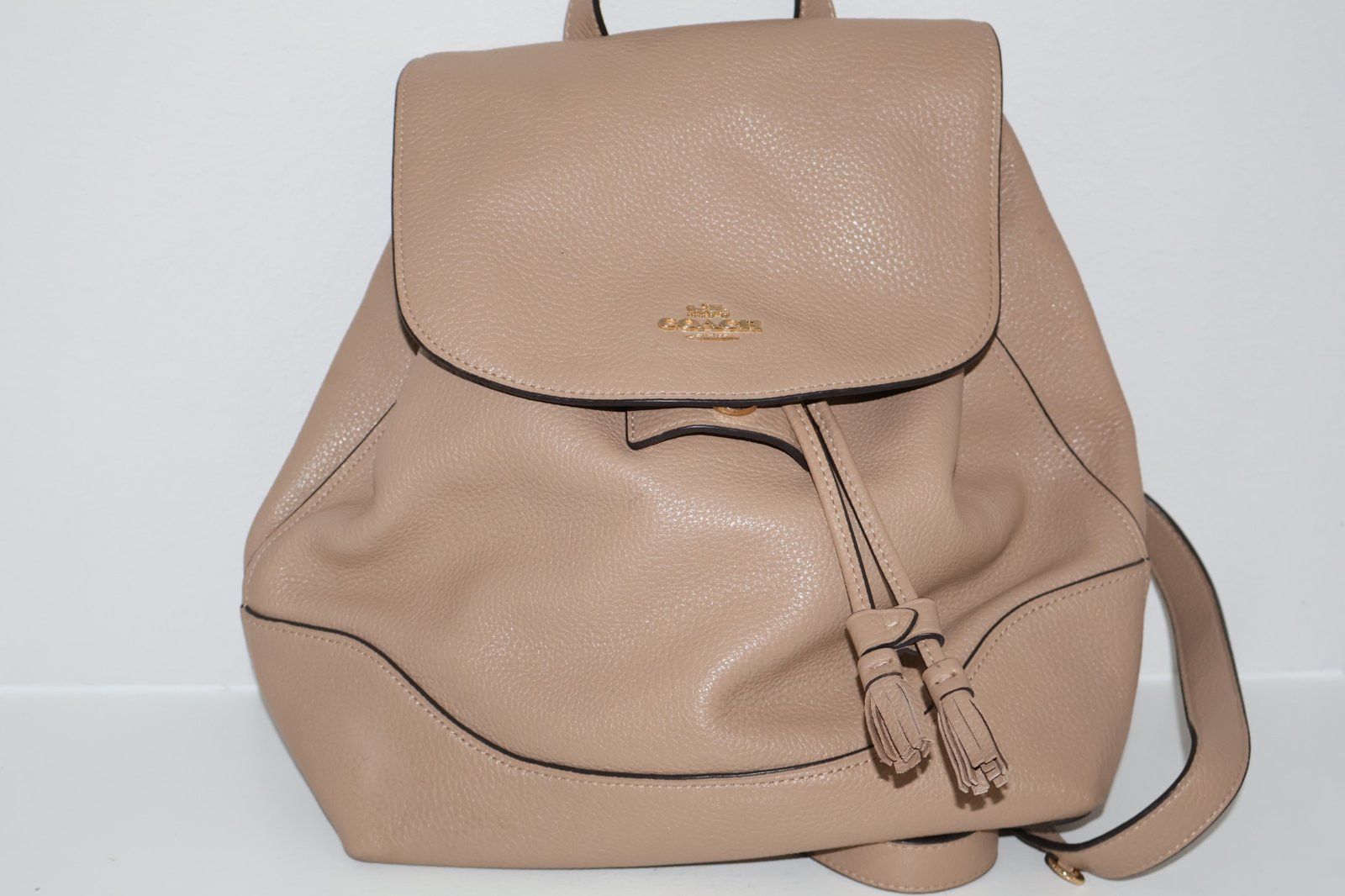 Coach Coach Pebbled Leather Drawstring Backpack Taupe Beige Size ONE SIZE - 8 Thumbnail