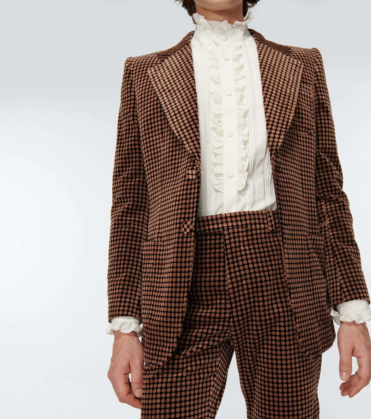 Gucci 48 M - Gucci Polka Dot Print Blazer Brown Suit Jacket Size 48R - 4 Thumbnail