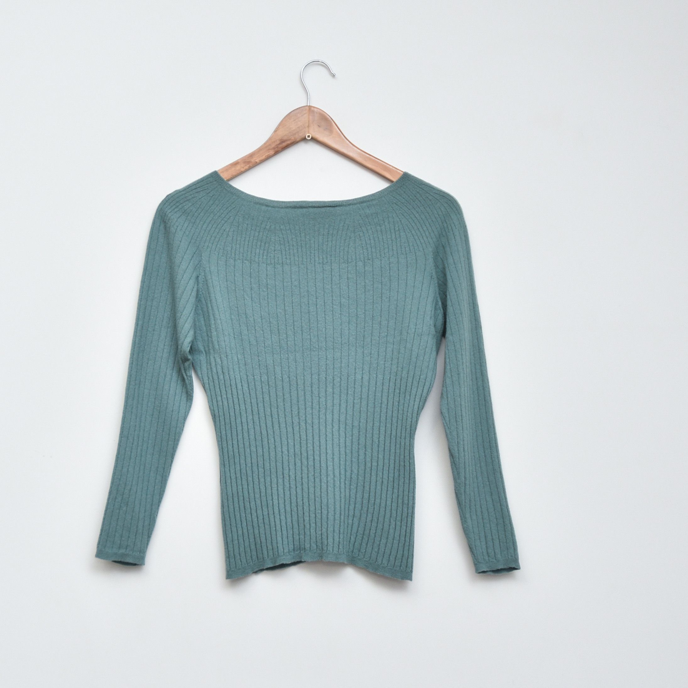Gran Sasso Luxury Gran Sasso Green Virgin Wool Sweater Ribbed Knit Size M / US 6-8 / IT 42-44 - 2 Thumbnail